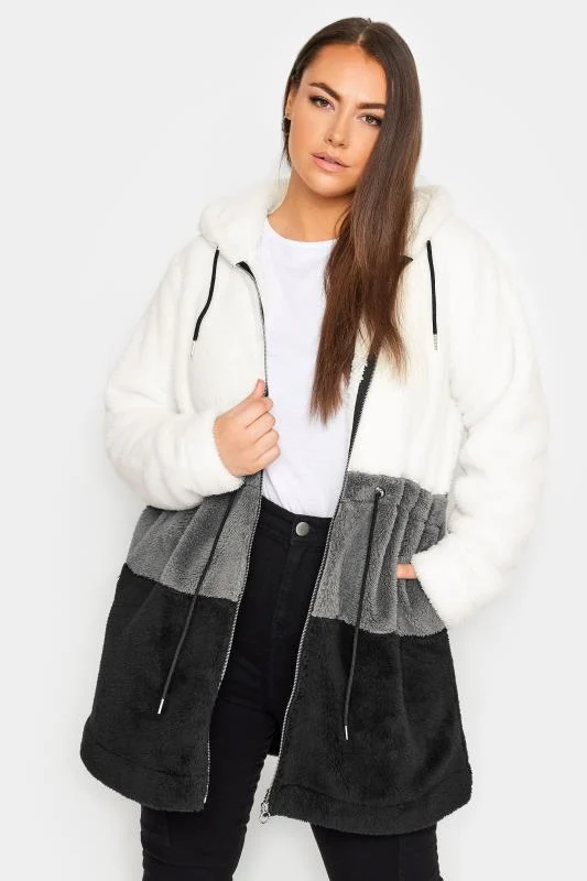 Yours YOURS Curve Grey Longline Fleece Zip Hoodie