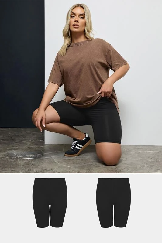 Yours YOURS 2 PACK Curve Black Stretch Cycling Shorts