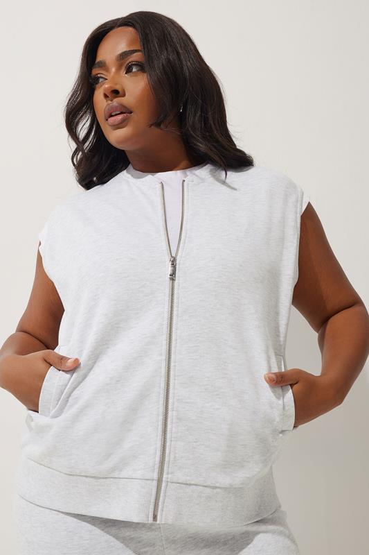 Limited Collection LIMITED COLLECTION Curve Grey Sleeveless Jersey Bomber Jacket