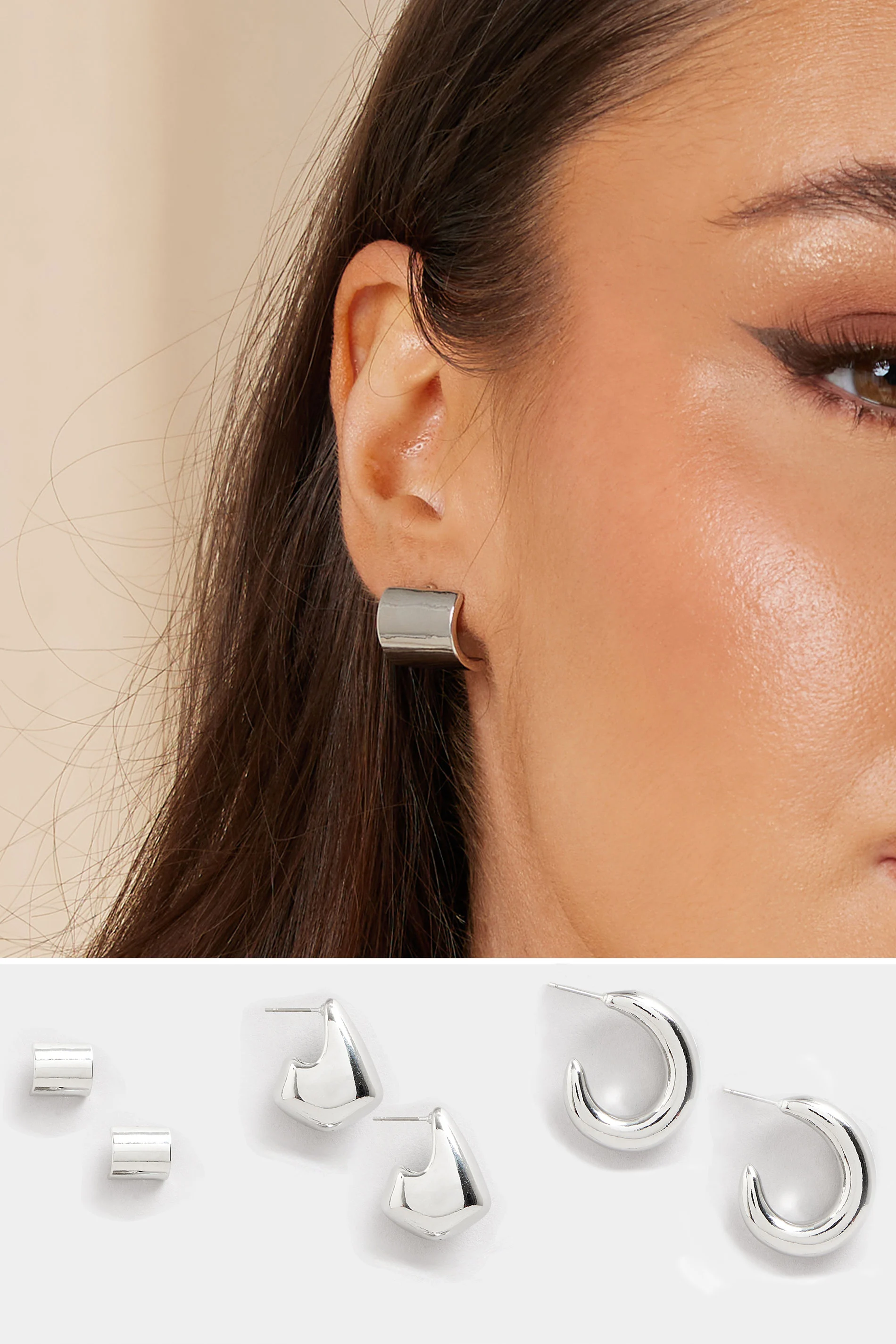 Yours 3 PACK Silver Tone Mixed Shape Earrings Set