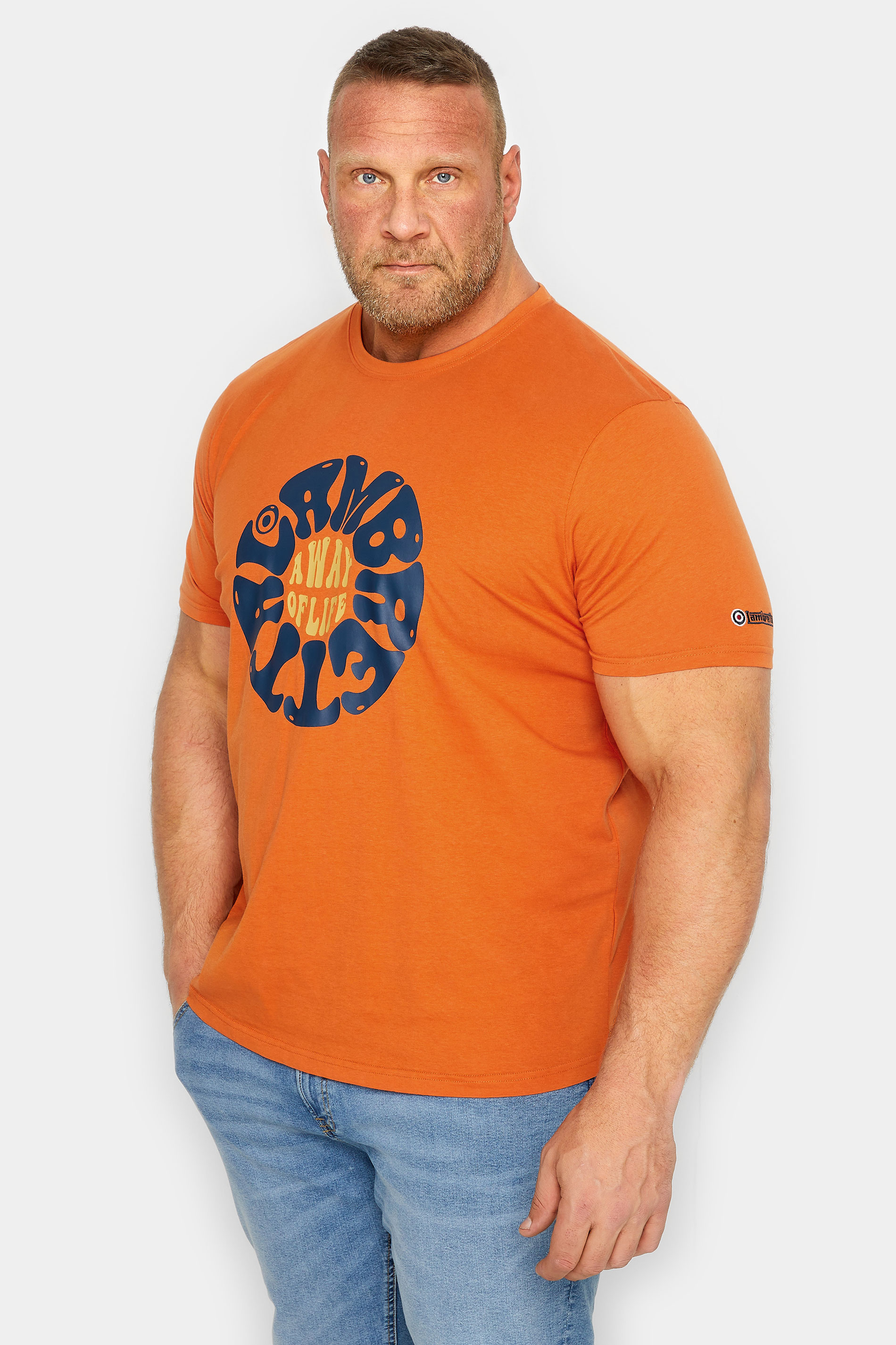 Lambretta LAMBRETTA Big & Tall Orange 'A Way Of Life' Slogan T-Shirt