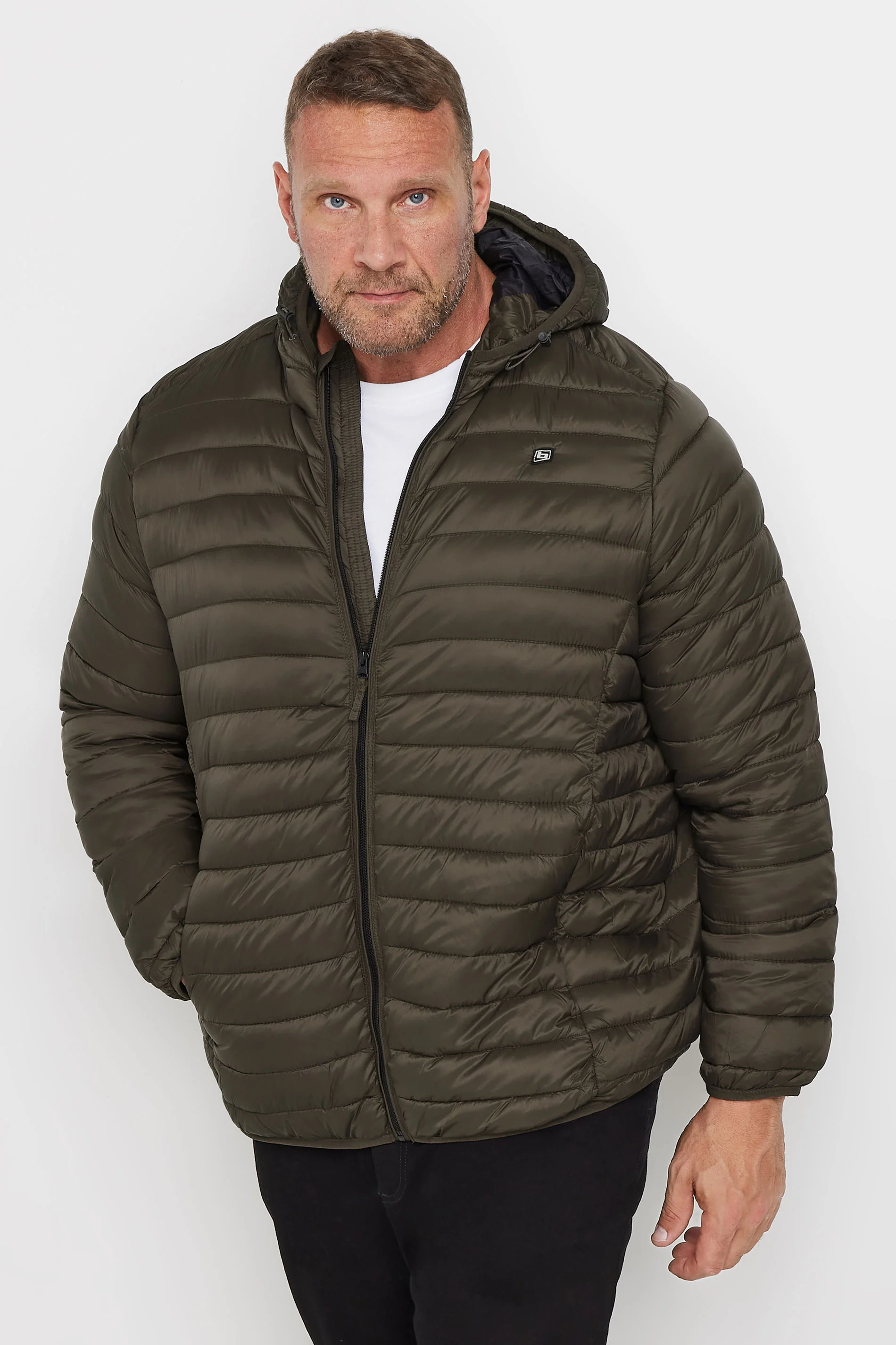 Blend BLEND Big & Tall Brown Romsey Hooded Puffer Jacket