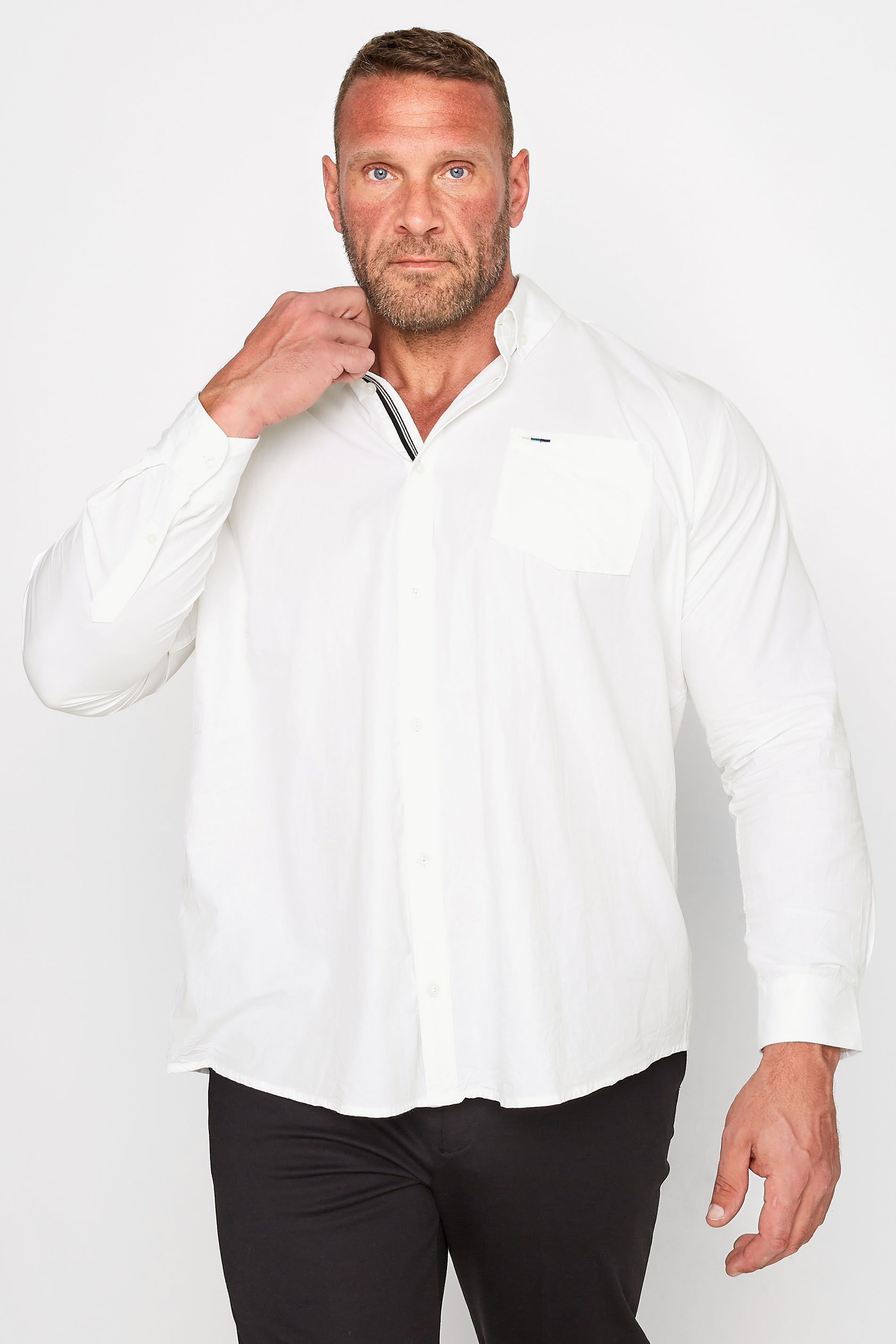 BadRhino BadRhino Big & Tall White Poplin Long Sleeve Shirt