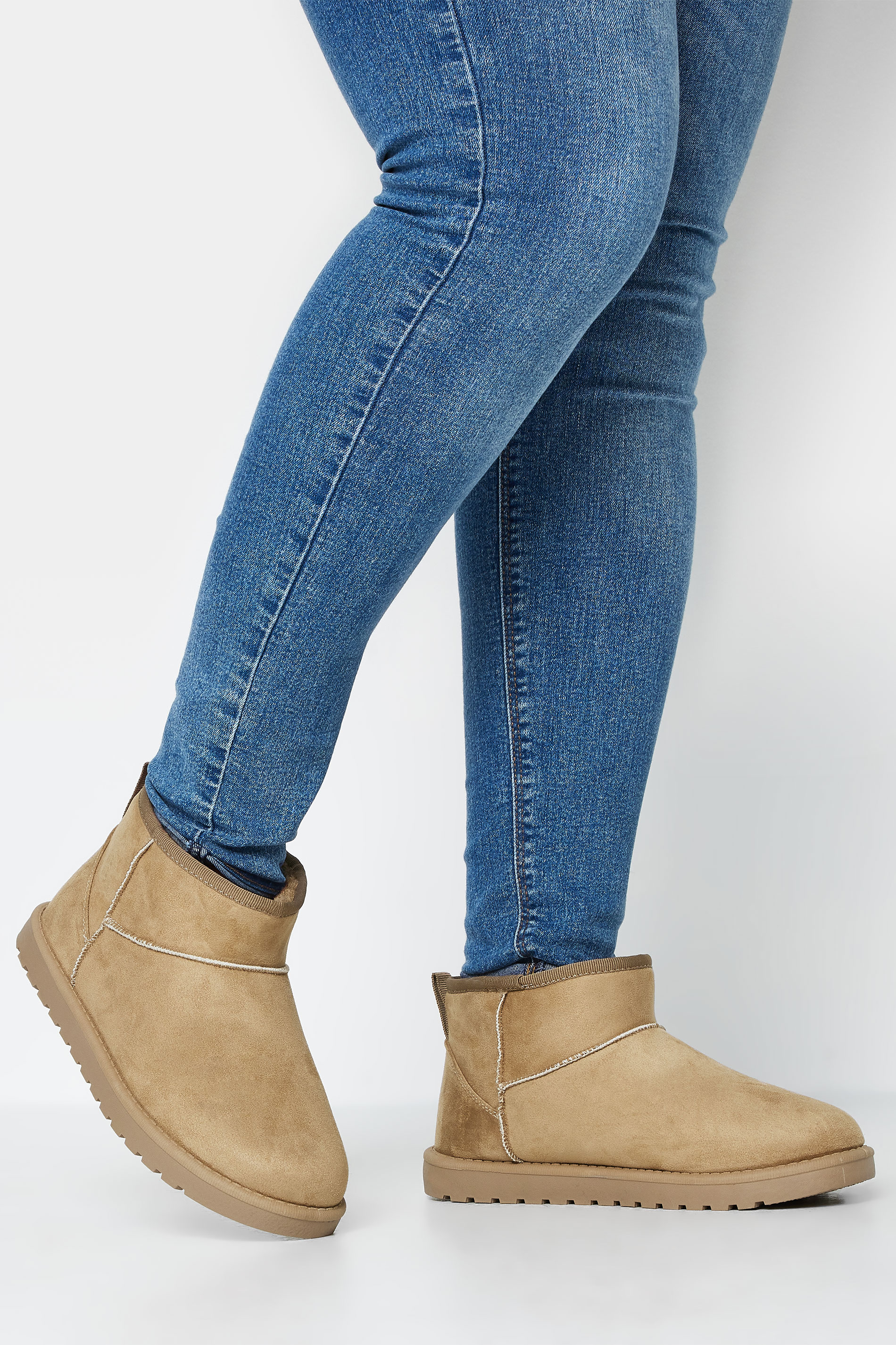 Yours Natural Brown Faux Fur Lined Ankle Boots In Extra Wide EEE Fit