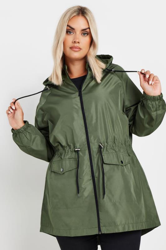 Yours YOURS Curve Khaki Green Drawstring Lightweight Parka Jacket