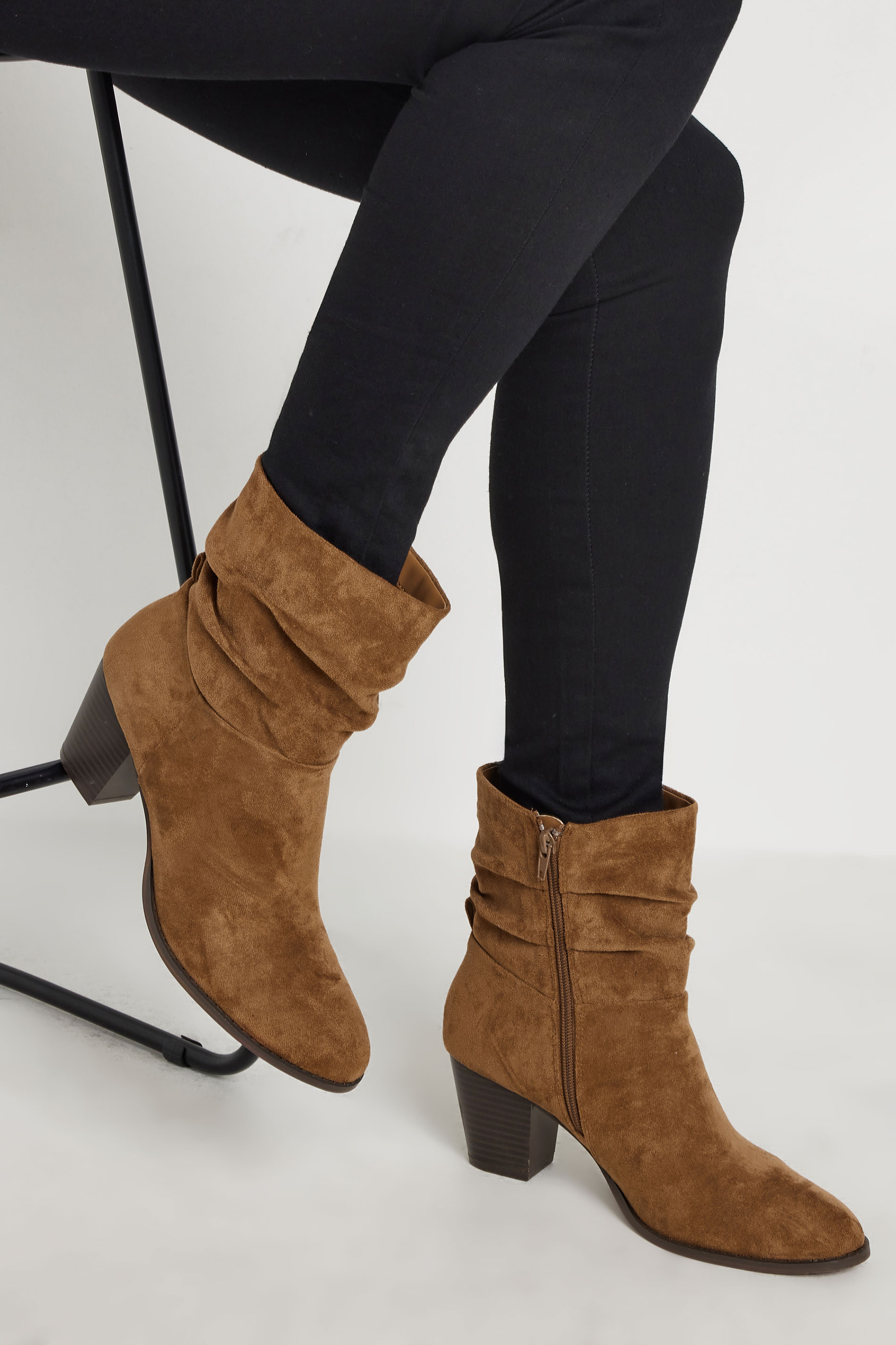 LTS LTS Tan Brown Faux Suede Western Boots In Standard Fit