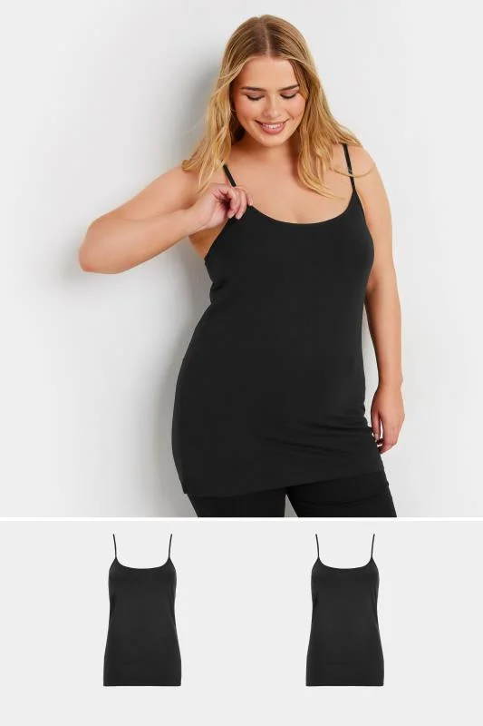 Yours YOURS Curve 2 PACK Black Cami Tops