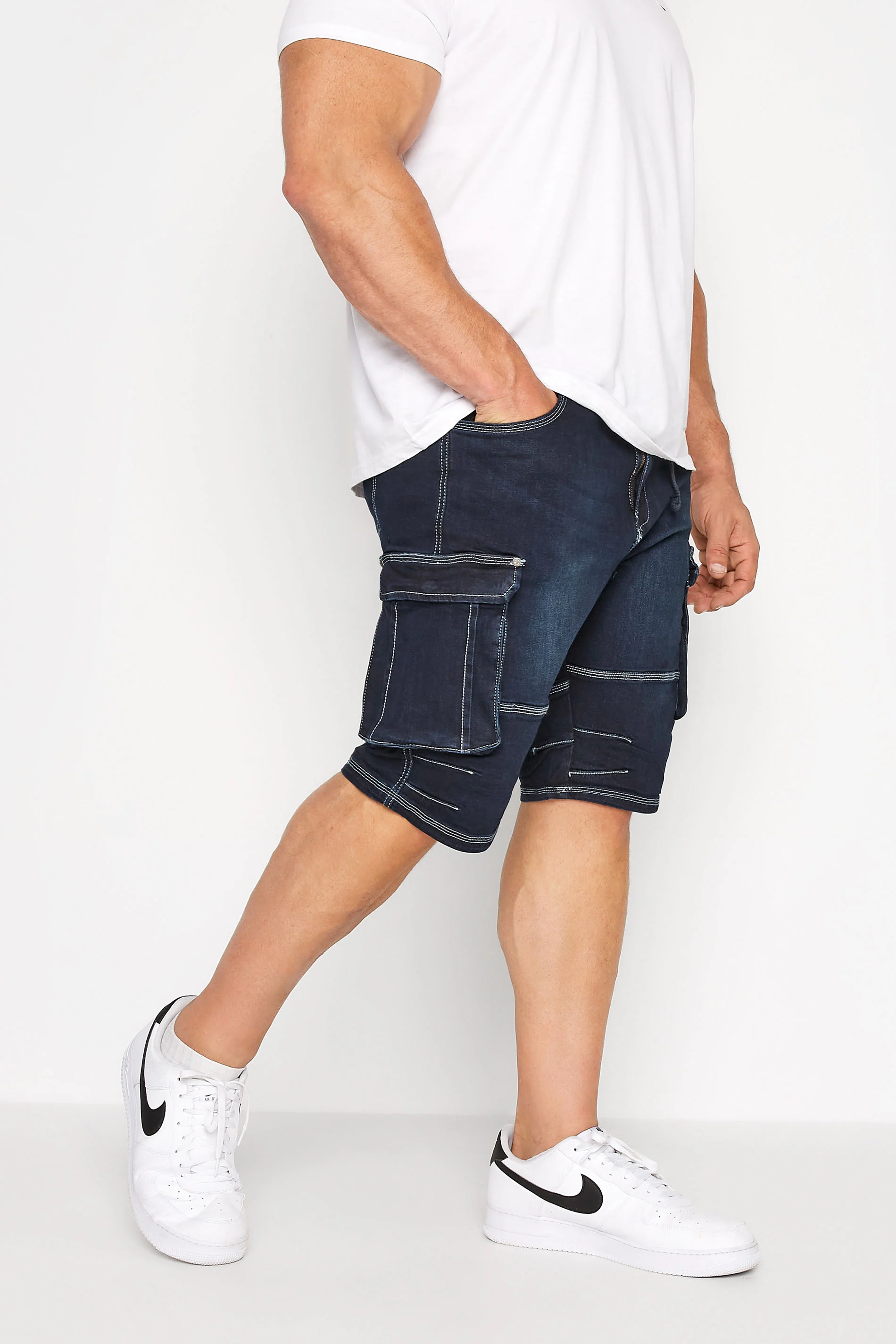 Kam KAM Big & Tall Dark Blue Denim Shorts