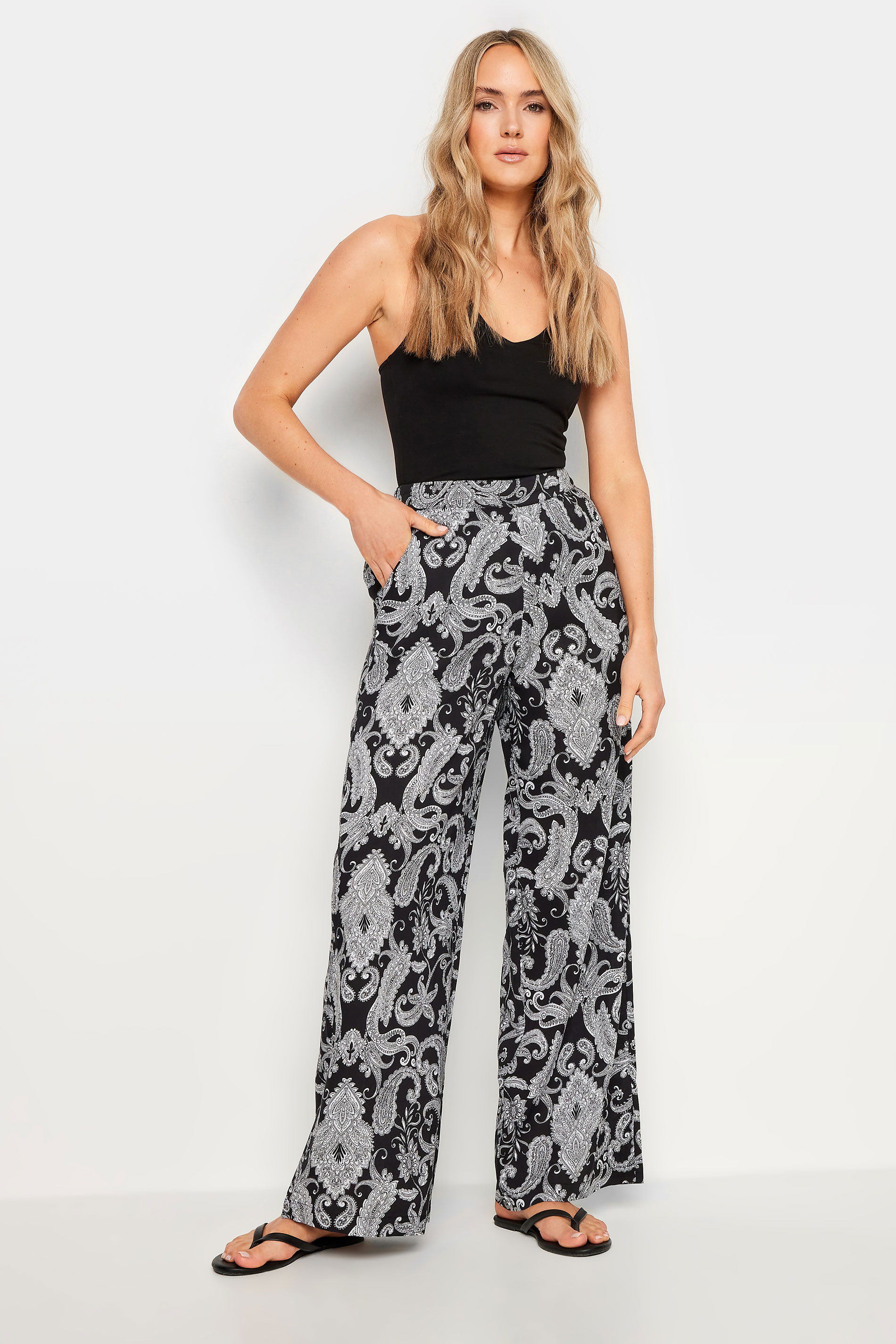 LTS LTS Tall Black Paisley Print Wide Leg Trousers