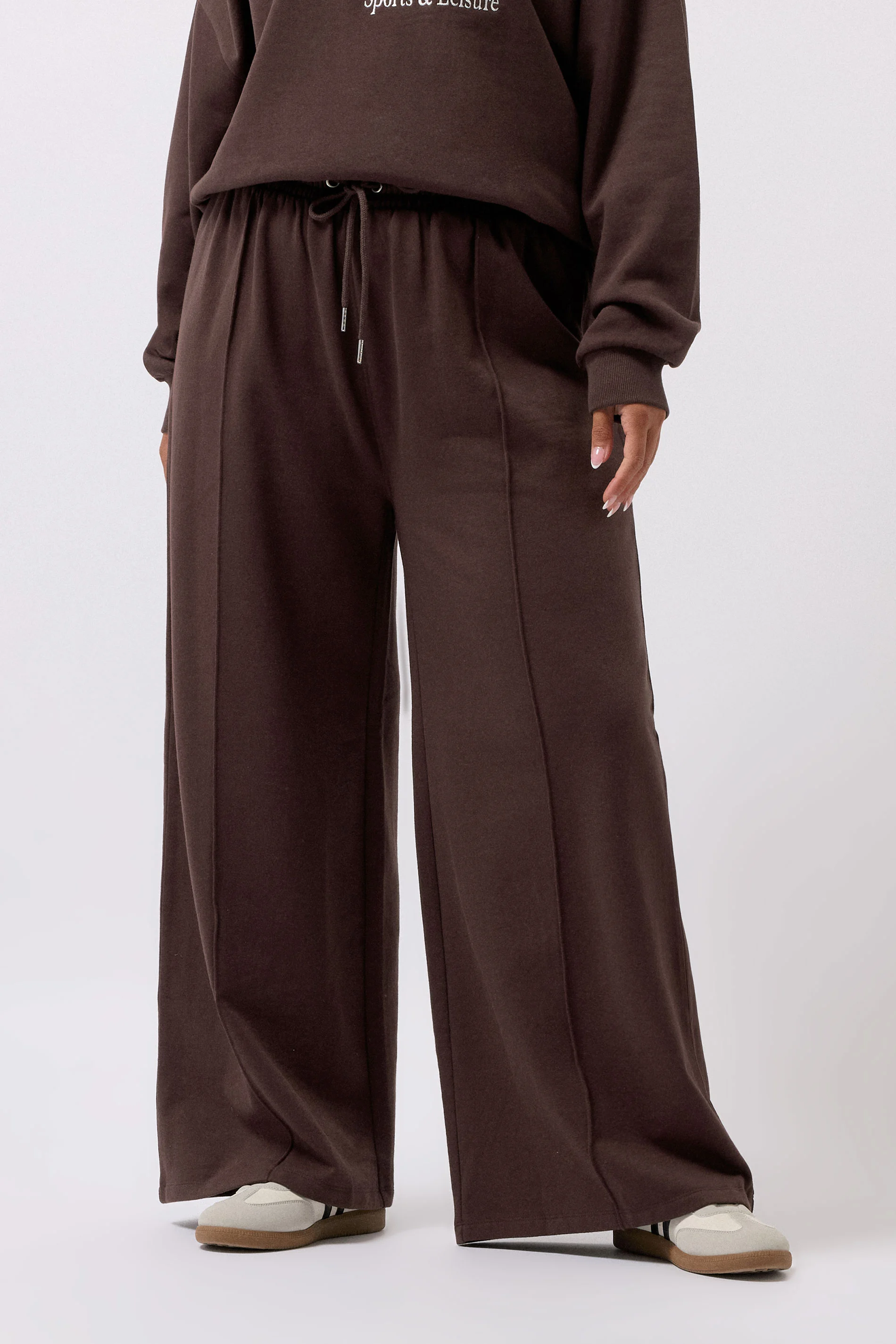 Yours YOURS Curve Chocolate Brown Wide Leg Joggers