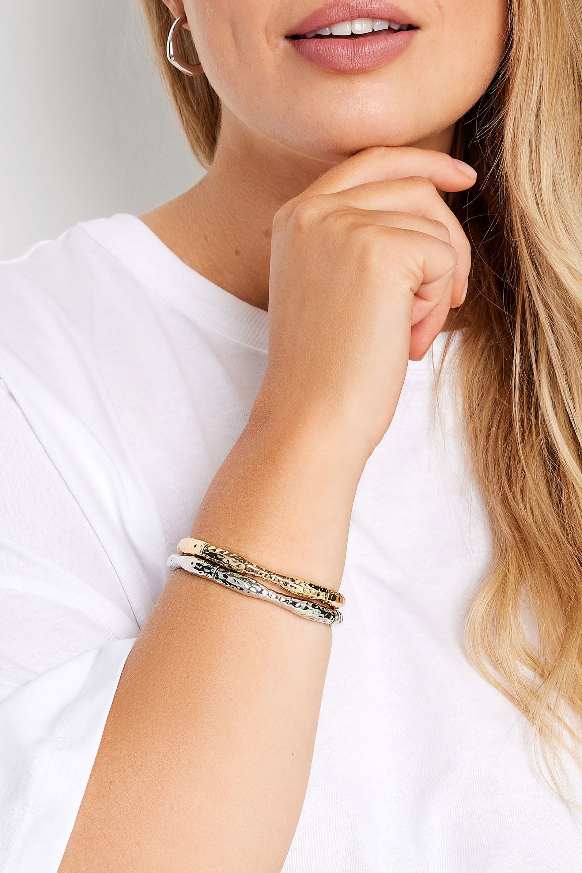 Yours 2 PACK Gold & Silver Tone Stretch Metal Bangle Set