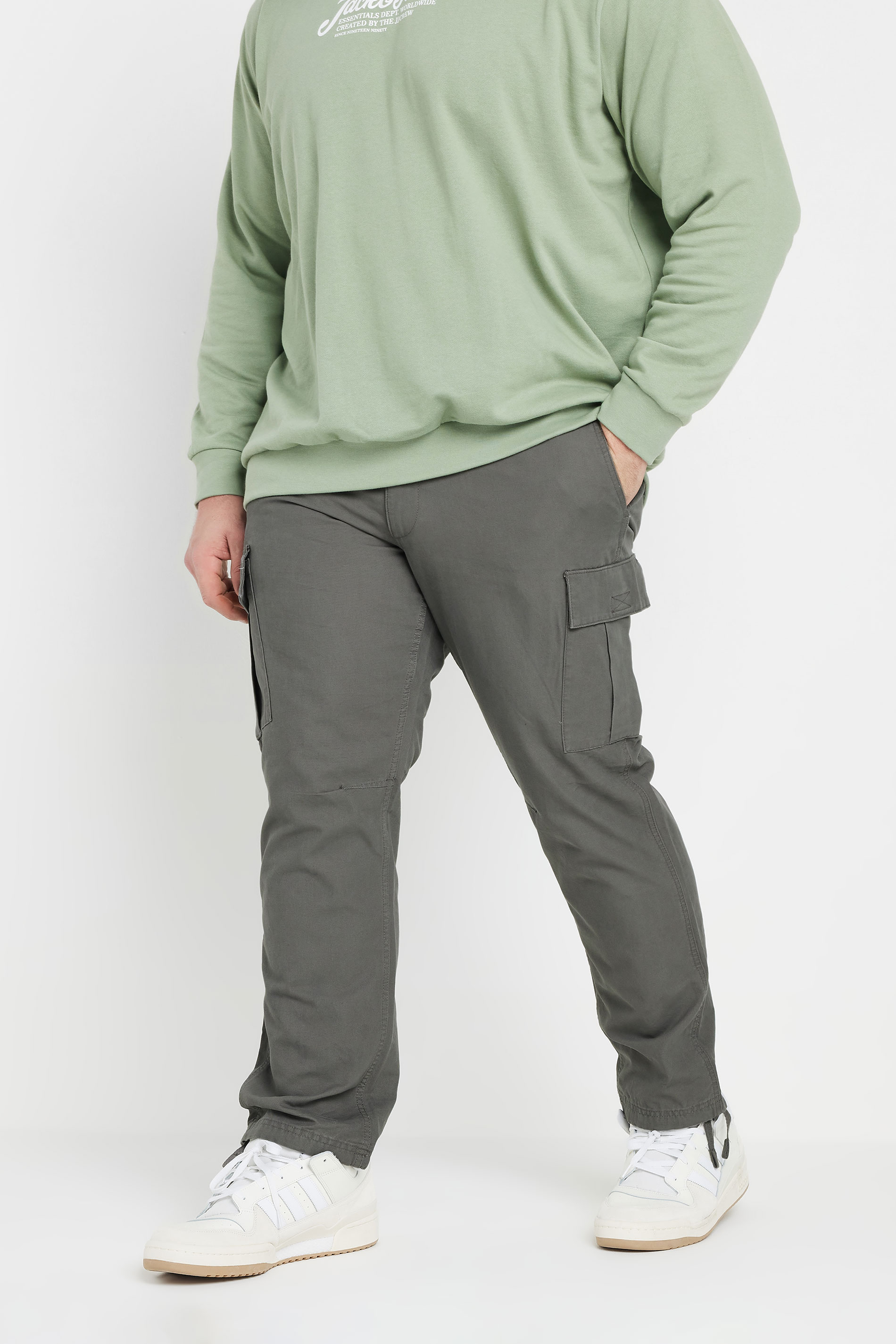 Jack & Jones JACK & JONES Big & Tall Grey 'Barkley' Cargo Trousers
