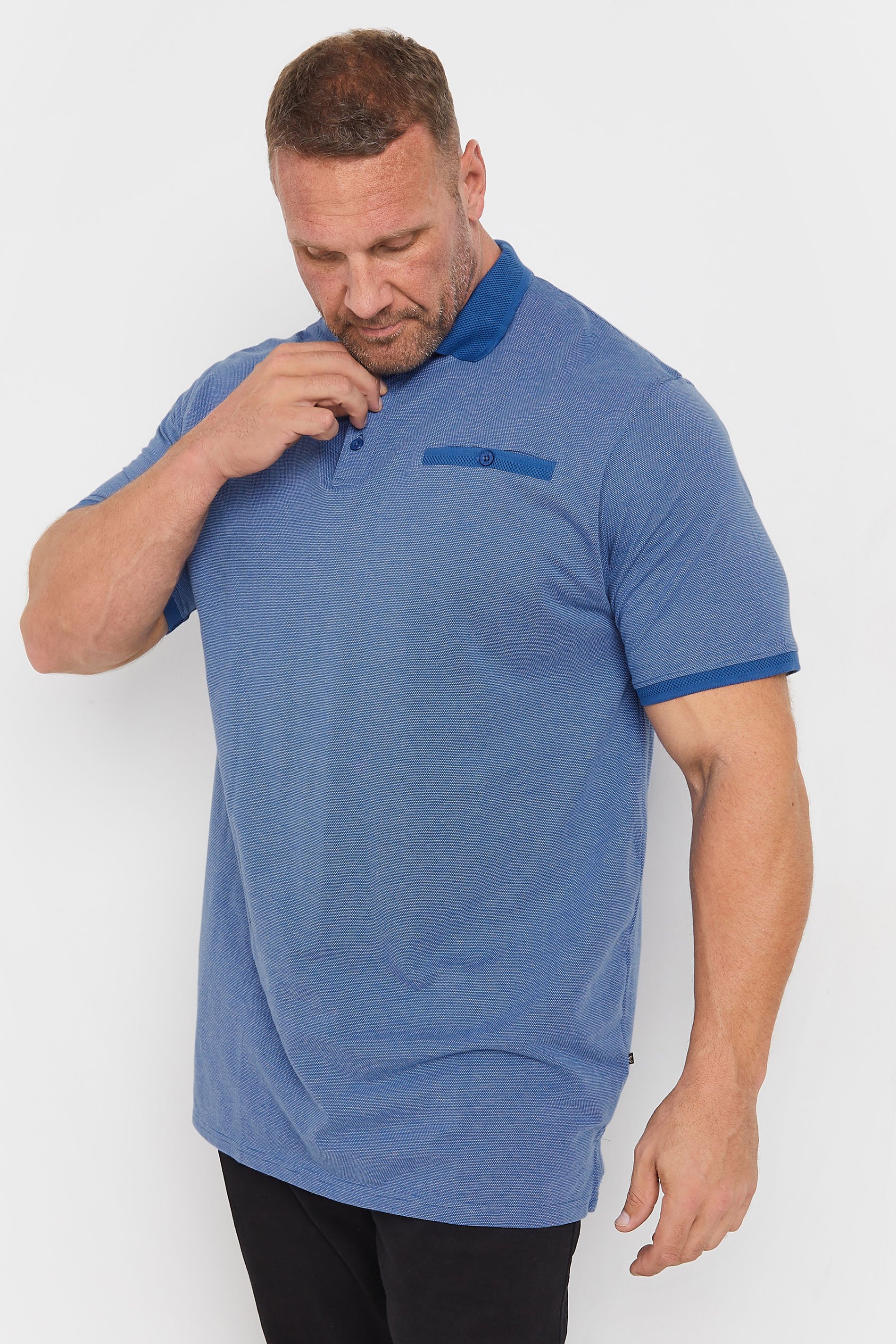 Kam KAM Blue Dobby Pique Polo Shirt