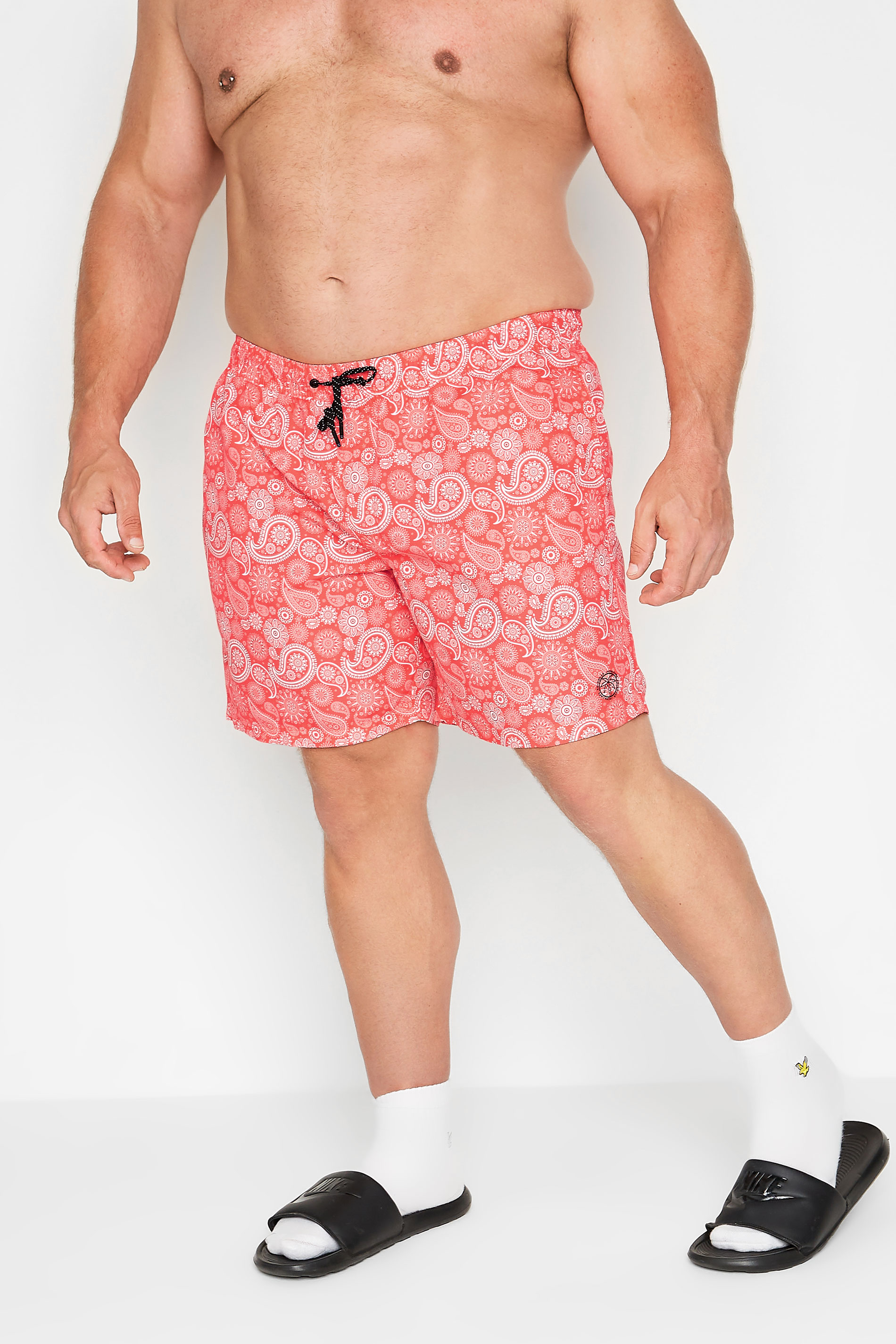 Jack & Jones JACK & JONES Big & Tall Red Paisley Swim Shorts