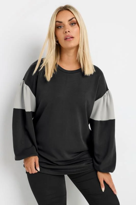 Yours YOURS Curve Black Colour Block Sleeve Sweatshirt