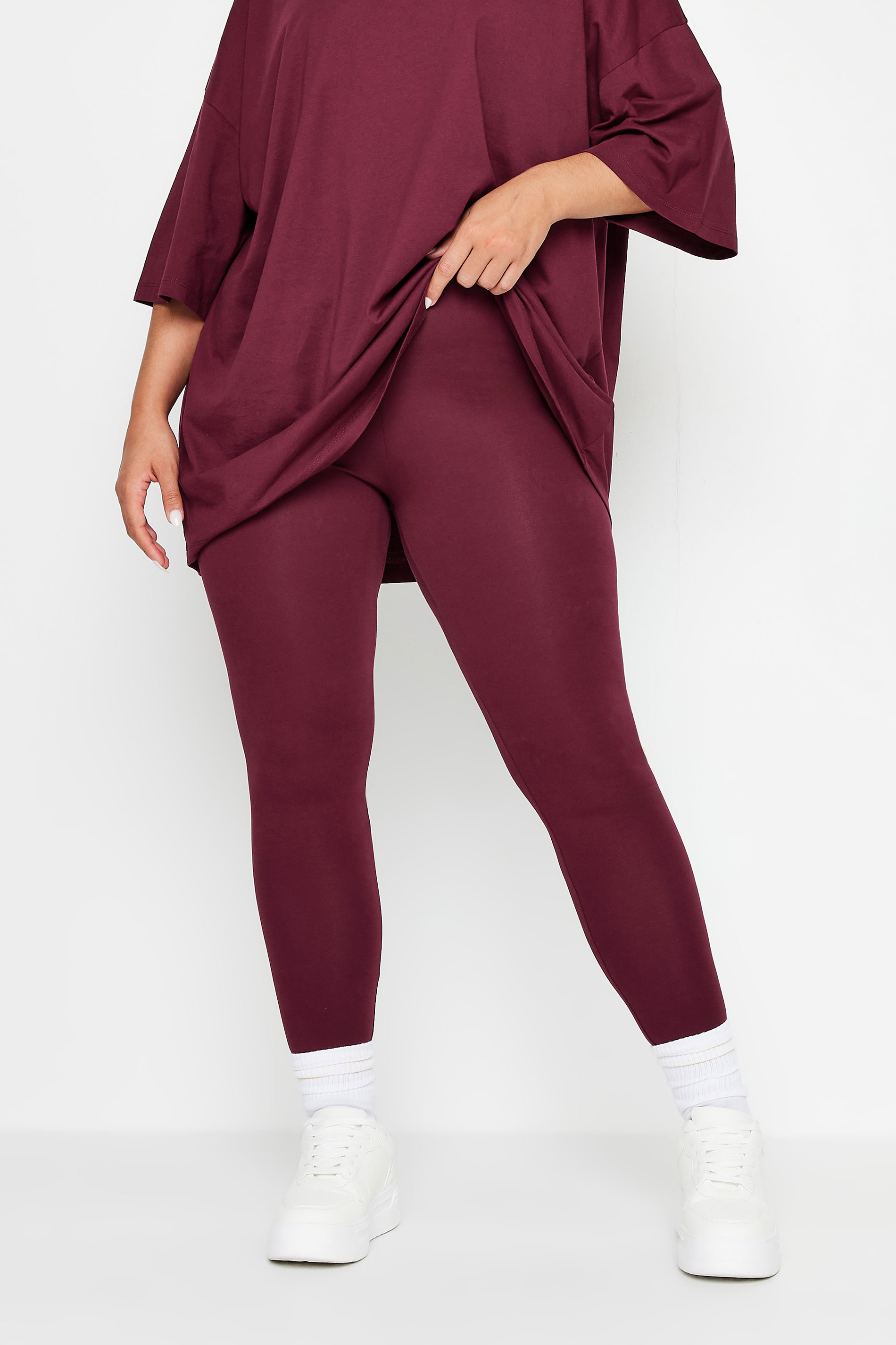 Yours YOURS Curve Burgundy Red Leggings