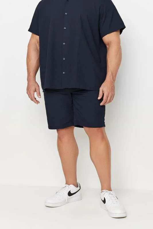Jack & Jones JACK & JONES Big & Tall Navy Blue Seersucker Shorts