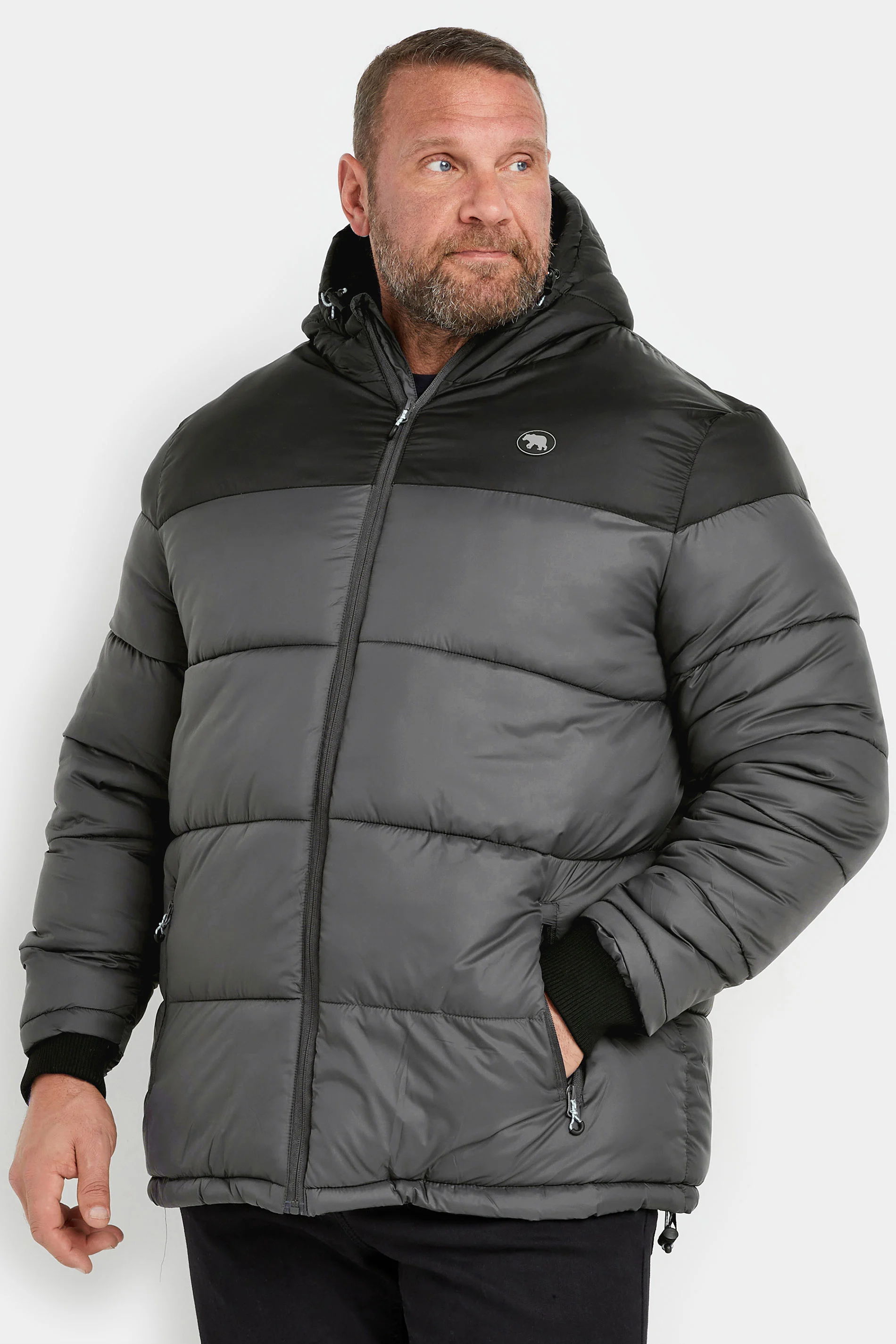 D555 D555 Big & Tall Charcoal Sherpa Lined Puffer Jacket