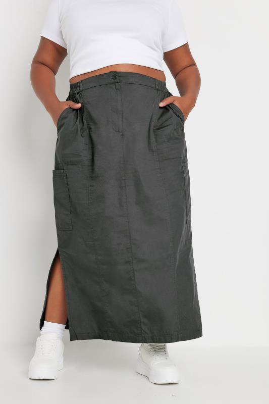 Yours YOURS Curve Charcoal Grey Cargo Maxi Skirt