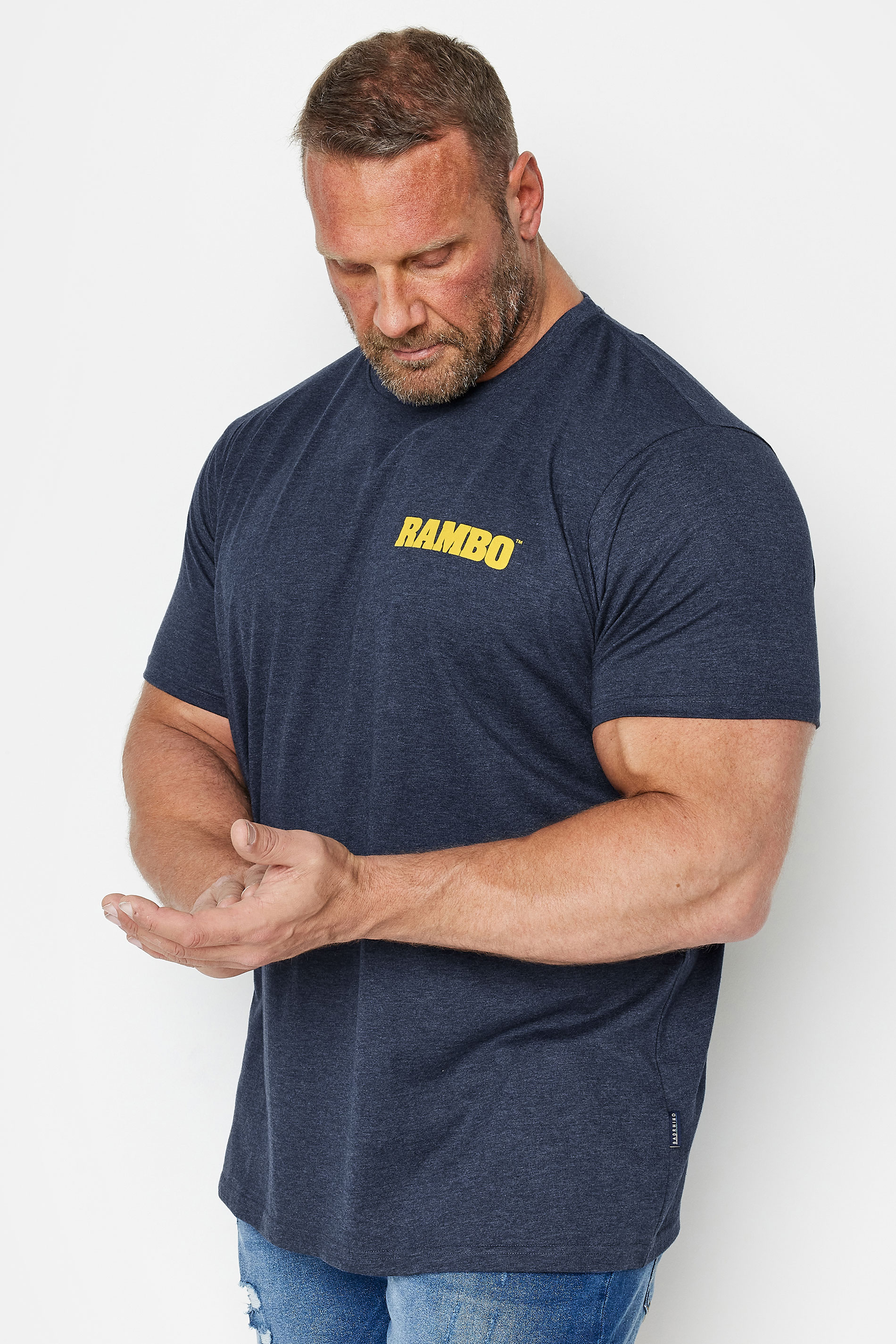 BadRhino BadRhino Big & Tall Navy Blue Rambo Graphic T-Shirt