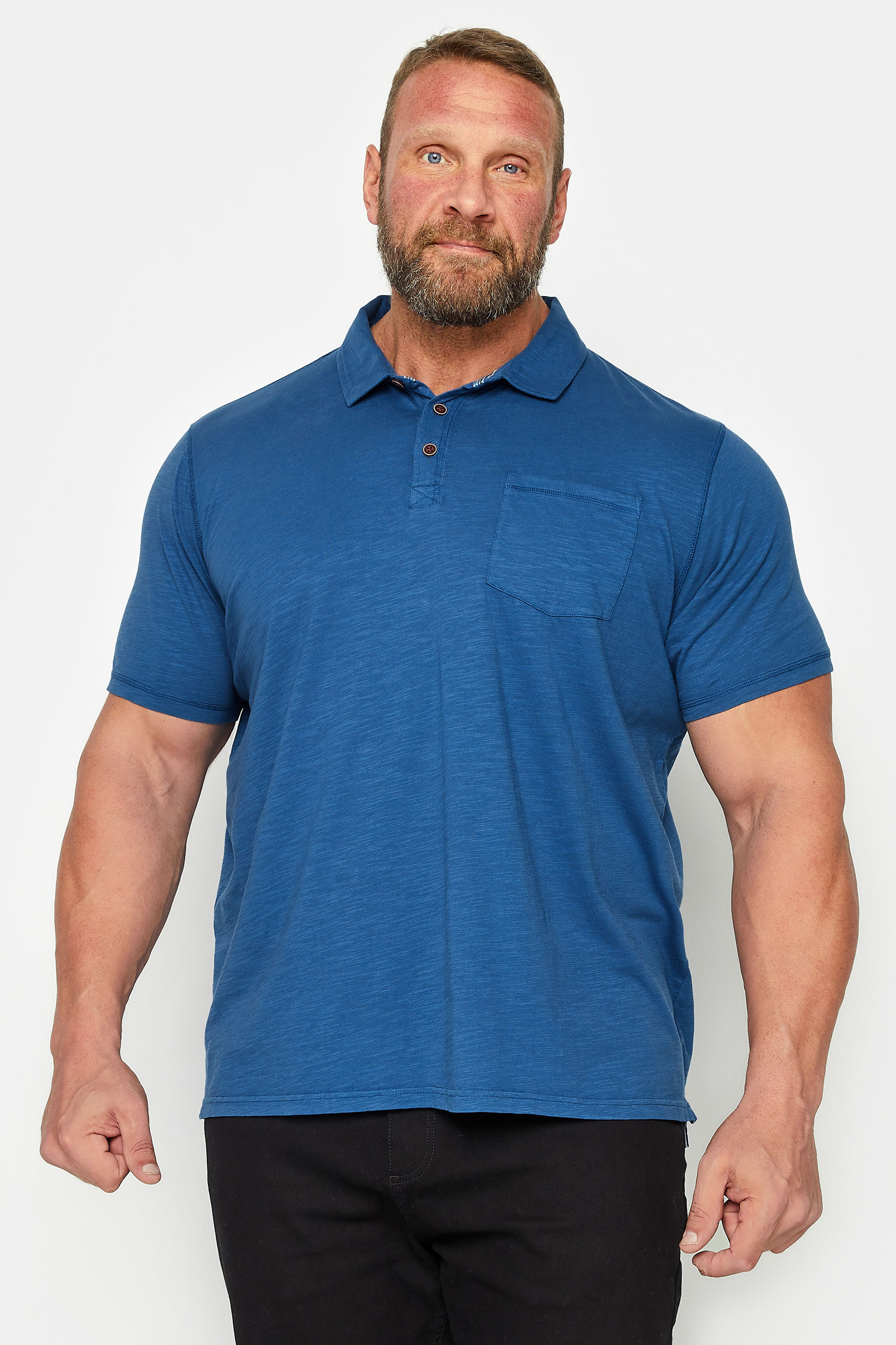 BadRhino BadRhino Big & Tall Denim Blue Slub Polo Shirt