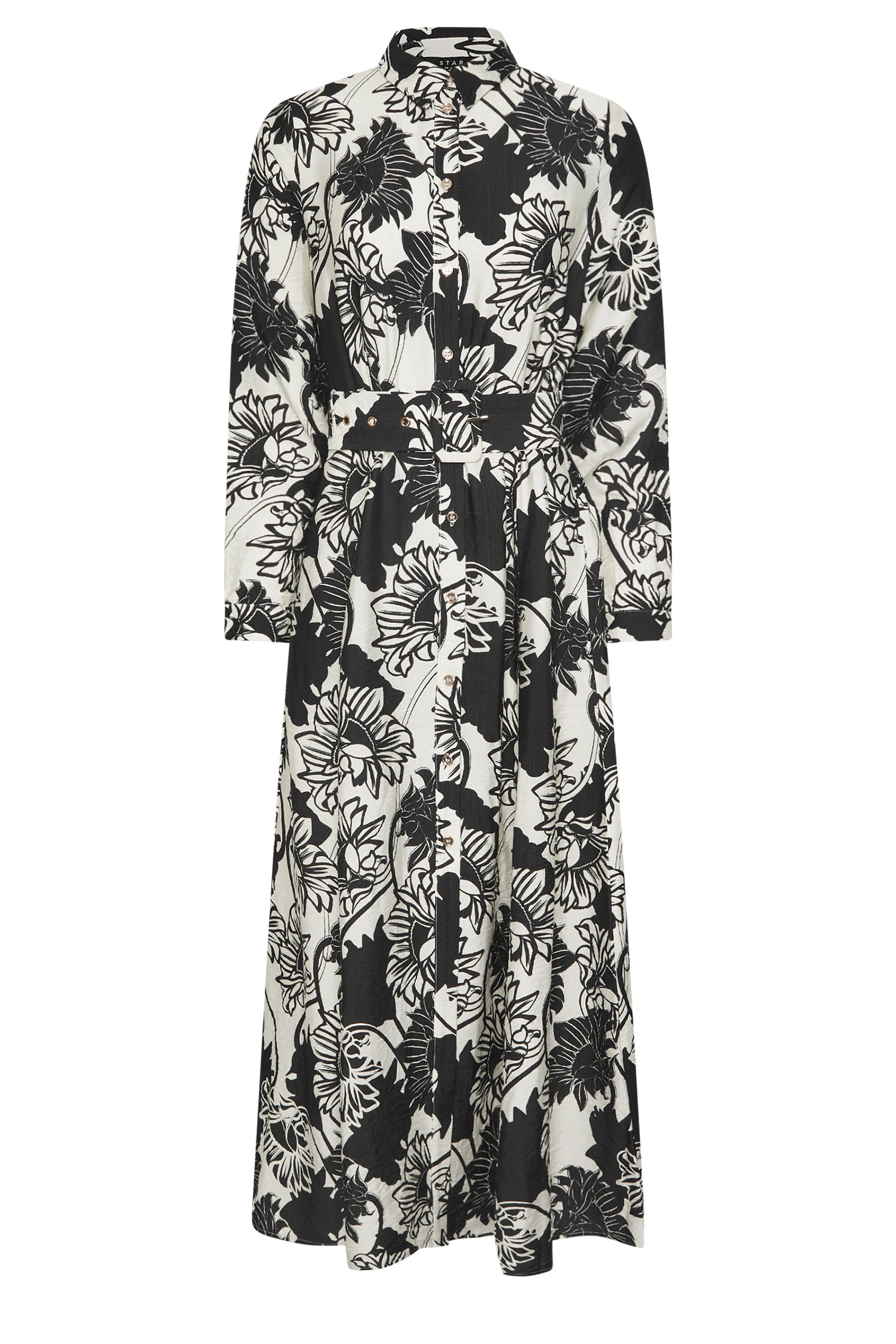 Star by Julien Macdonald STAR Black Floral Print Button Through Dress
