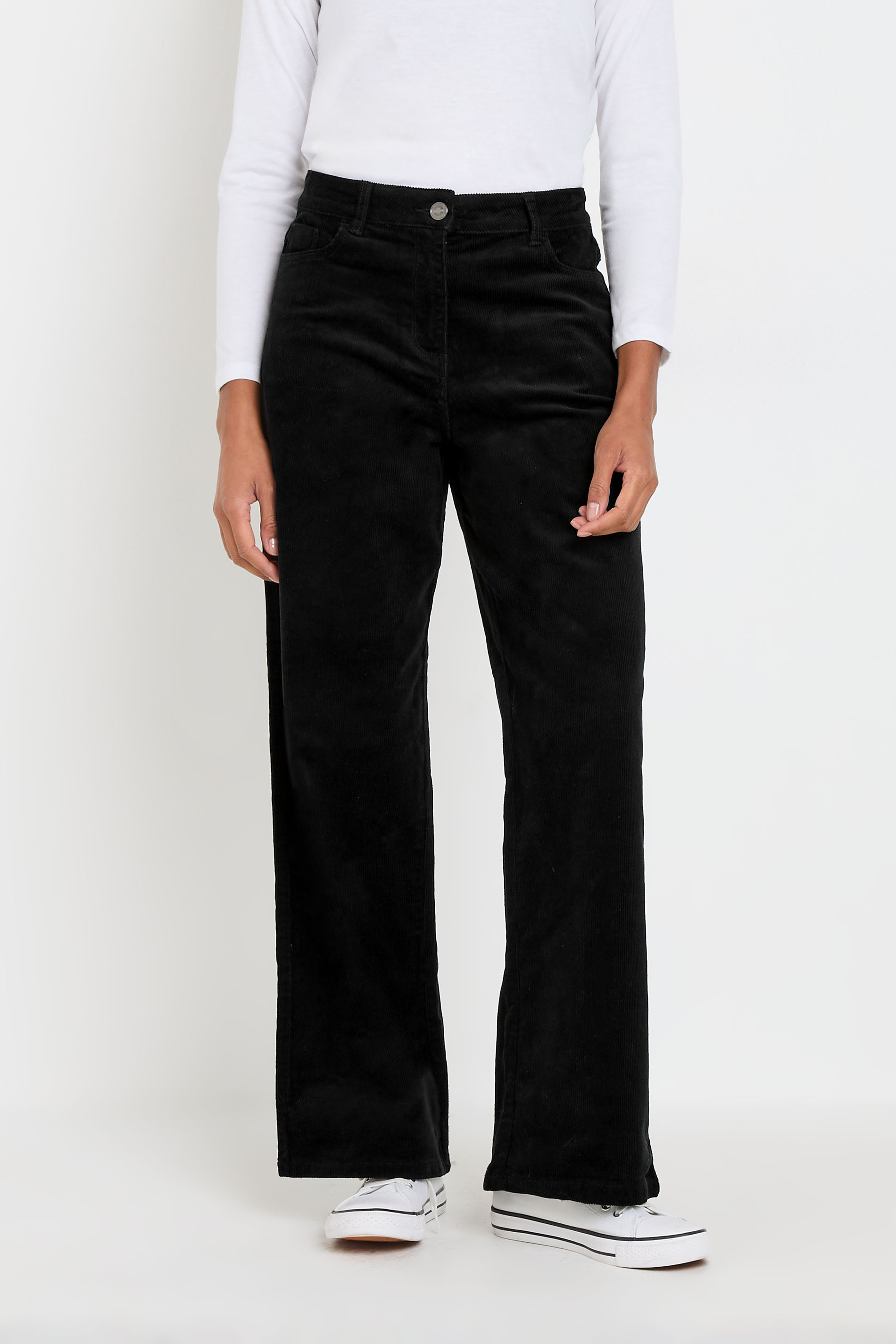 M&Co Womens M&Co Black Cord Wide Leg Trousers