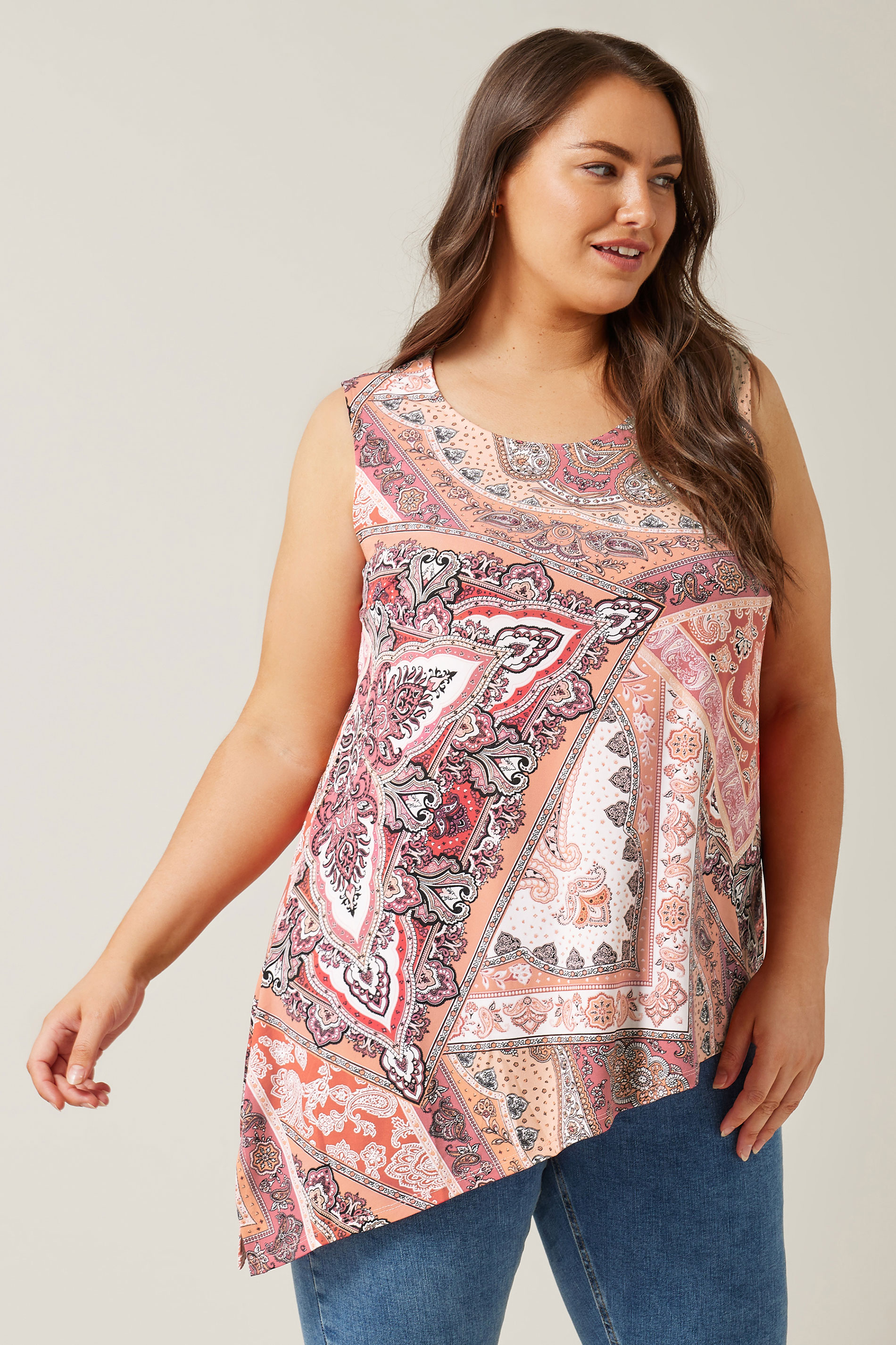 Evans Evans Red Asymmetrical Scarf Top