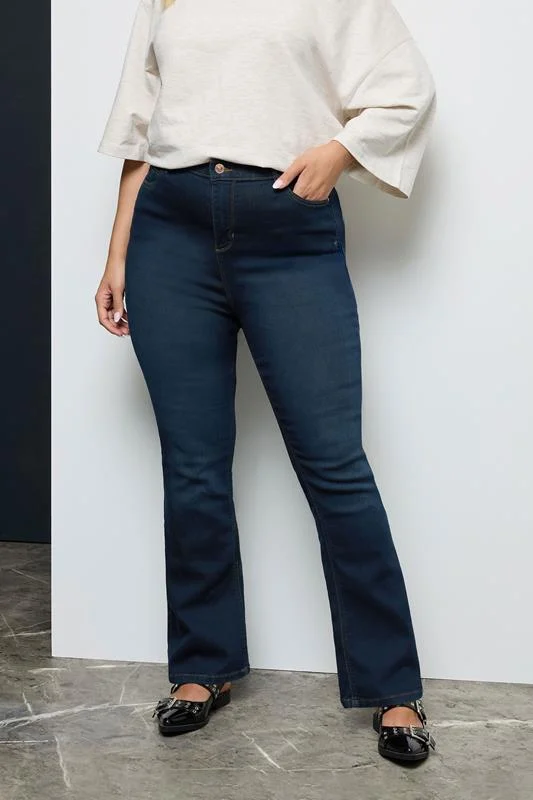 Yours YOURS Curve Dark Indigo Blue Bootcut Stretch ISLA Jeans