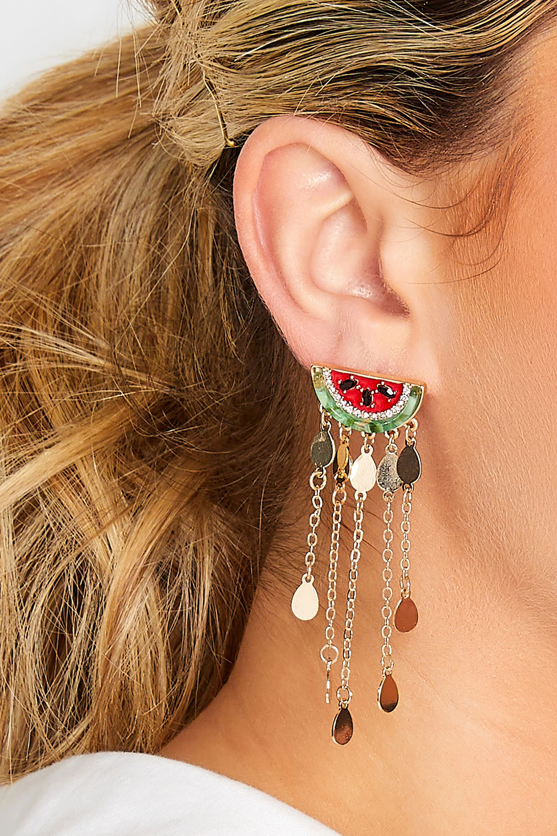 Yours Gold Watermelon Tassel Earrings