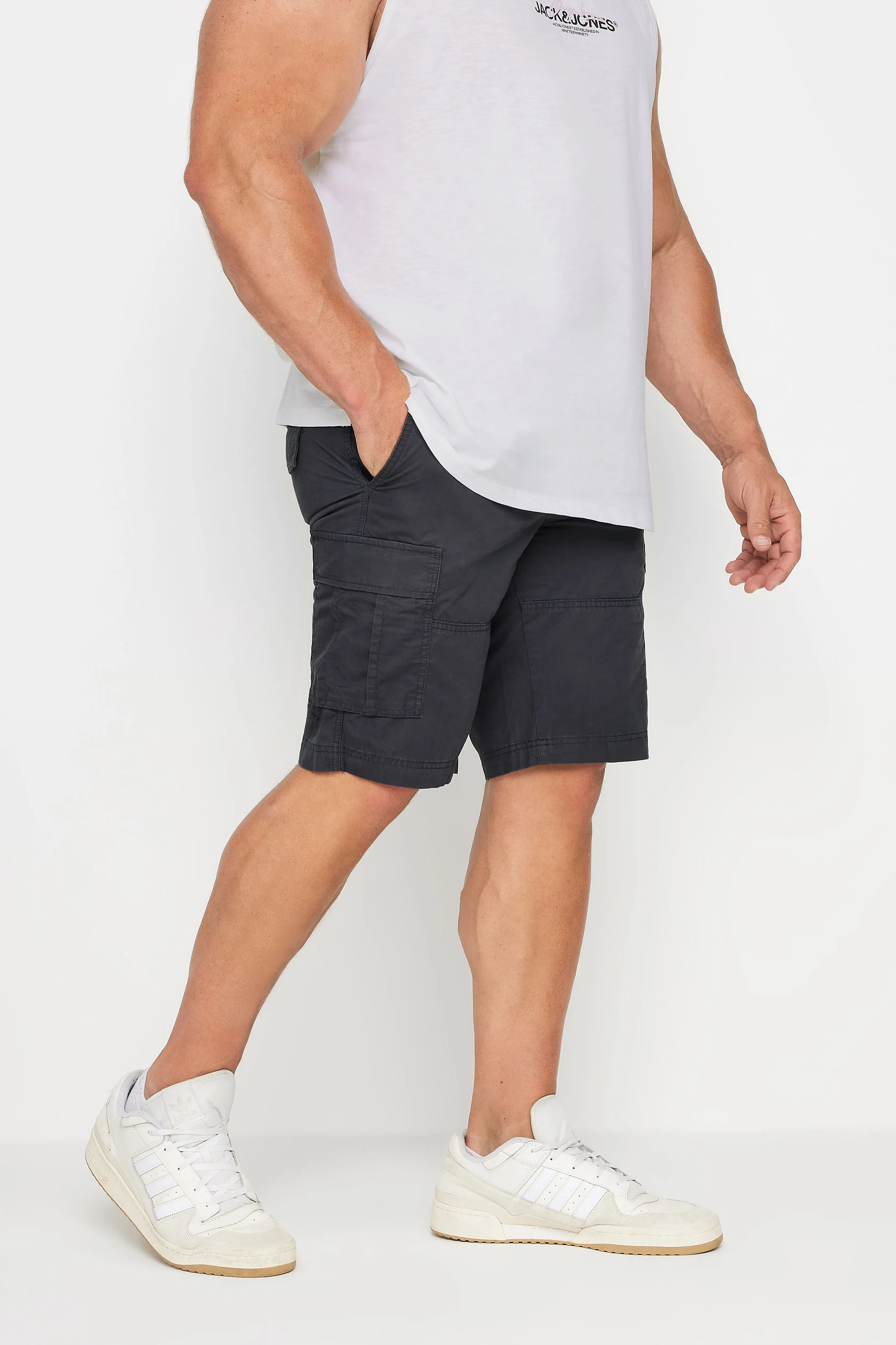 Jack & Jones JACK & JONES Big & Tall Asphalt Grey Cargo Shorts