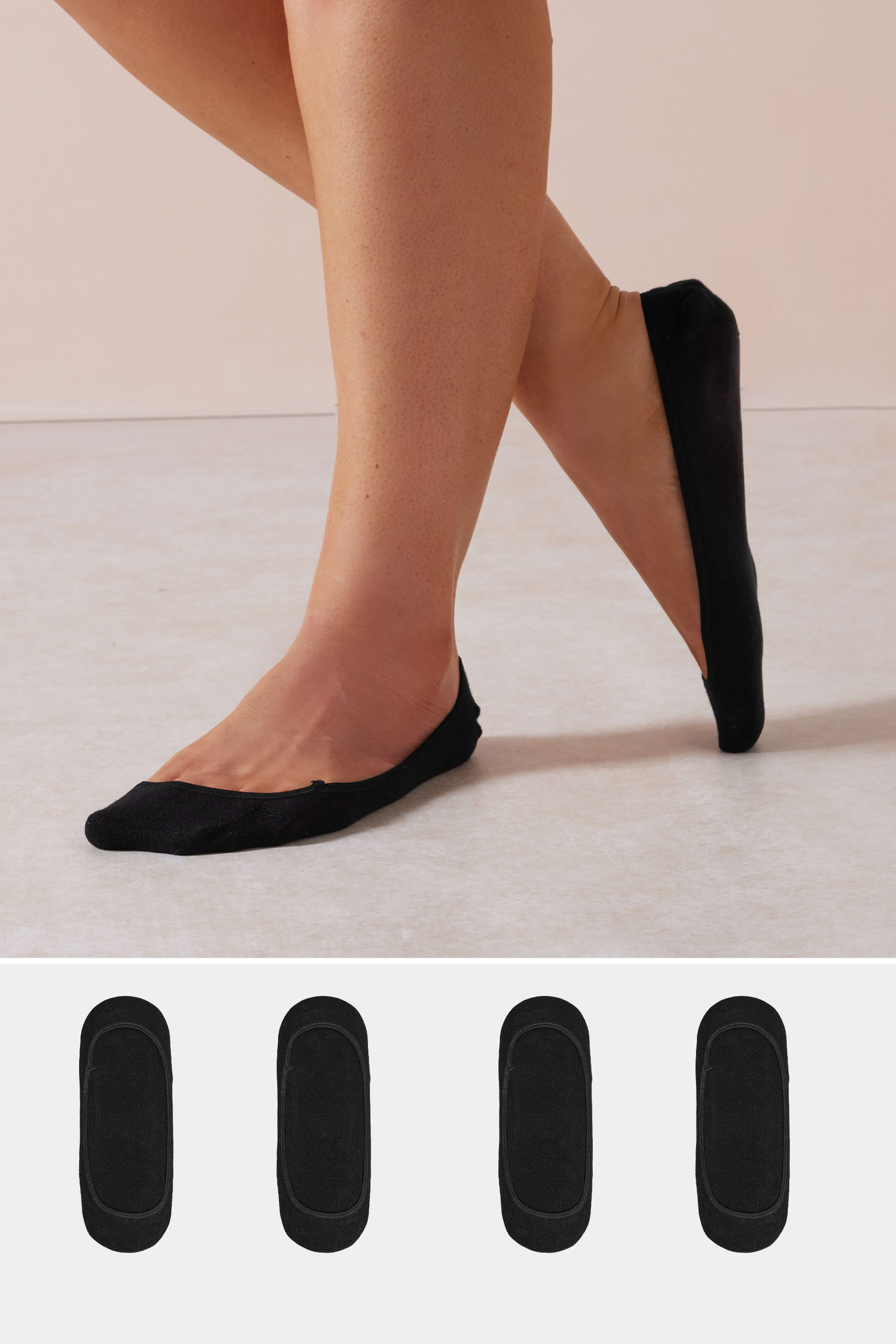 Yours 4 PACK Black Footsie Socks