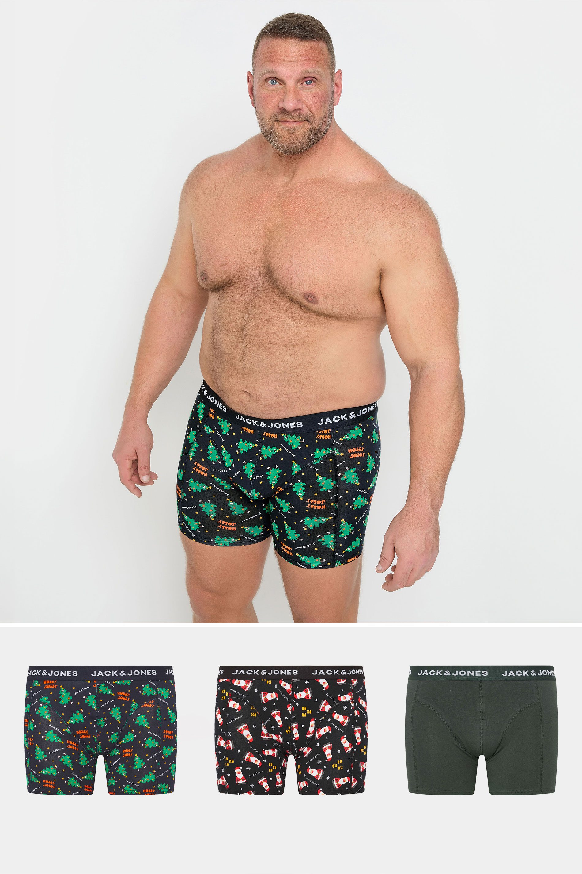 Jack & Jones JACK & JONES 3 PACK Black 'Holly Jolly' Boxers