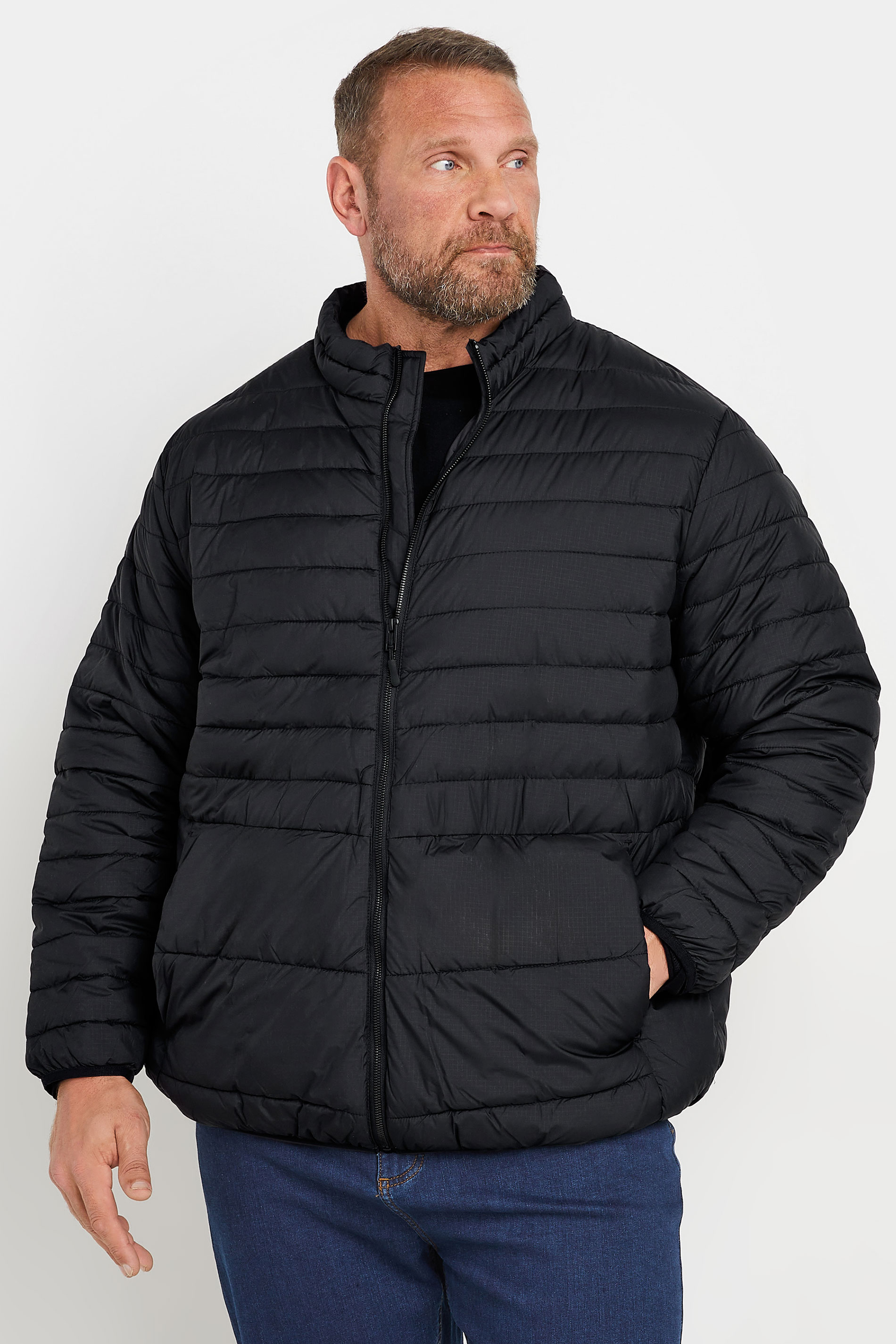 Jack & Jones JACK & JONES Black Collared Puffer Jacket