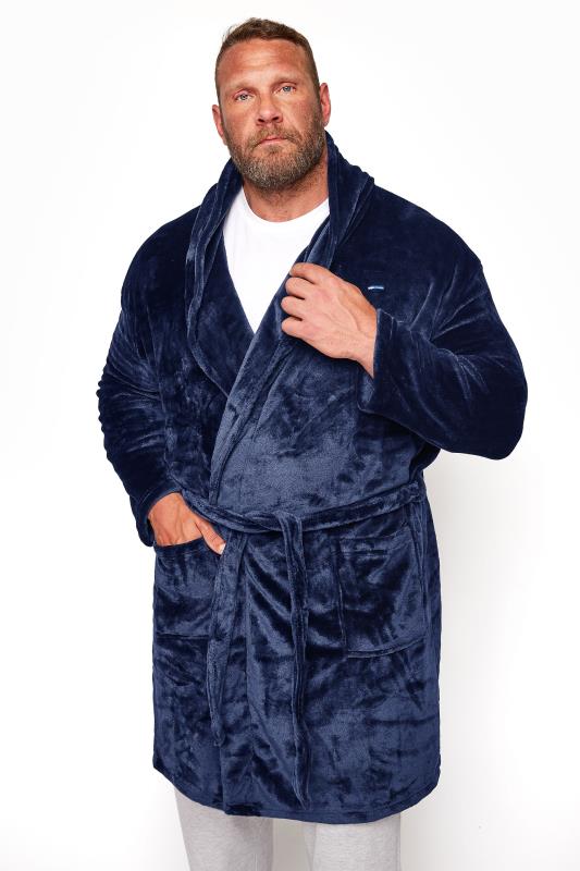BadRhino BadRhino Big & Tall Navy Blue Soft Dressing Gown