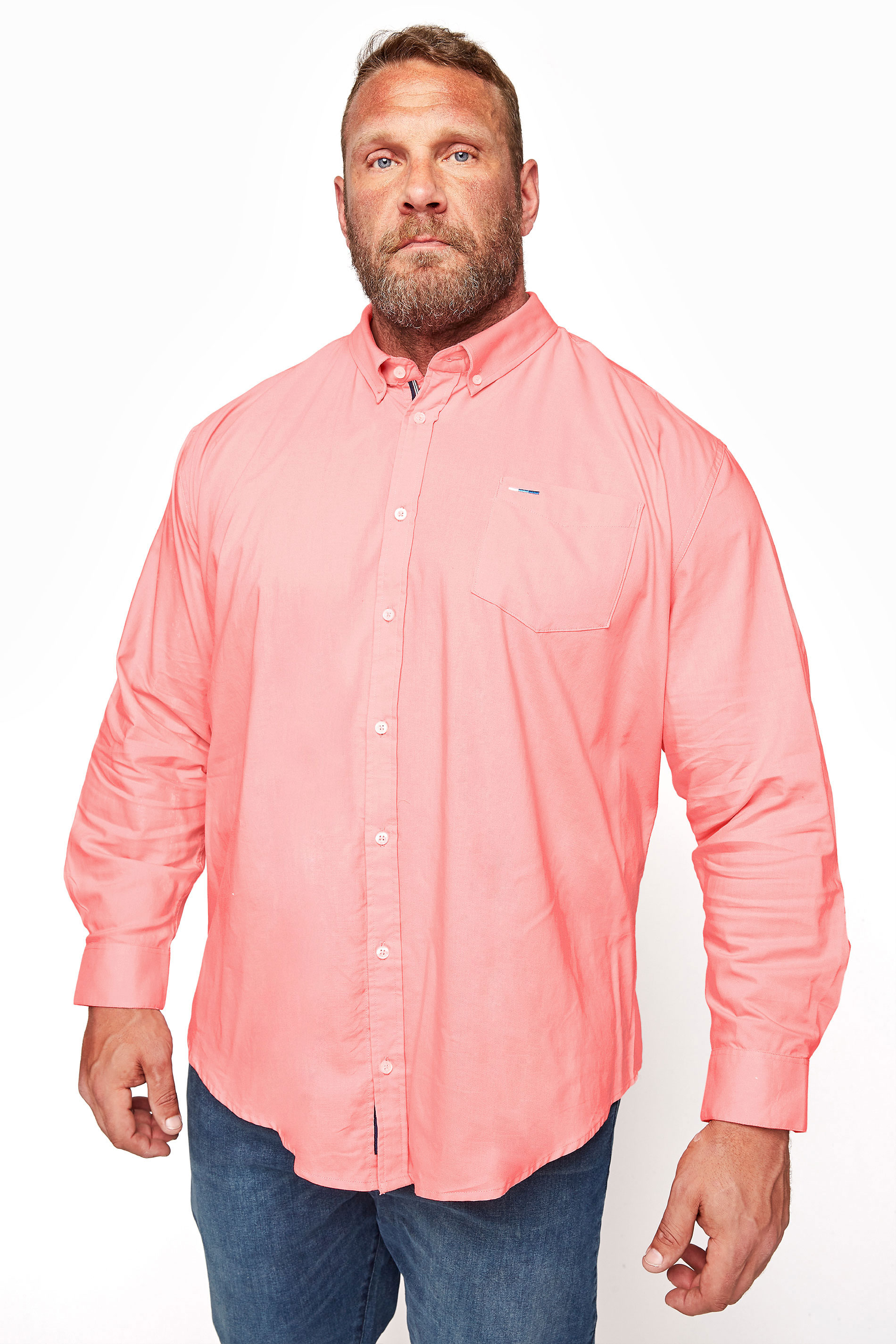 BadRhino BadRhino Big & Tall Pink Long Sleeve Oxford Shirt