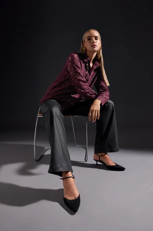 LTS LTS Tall Black Faux Leather Wide Leg Trousers