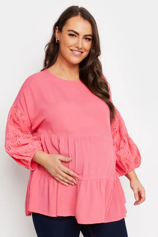 Bump It Up BUMP IT UP MATERNITY Curve Pink Broderie Top