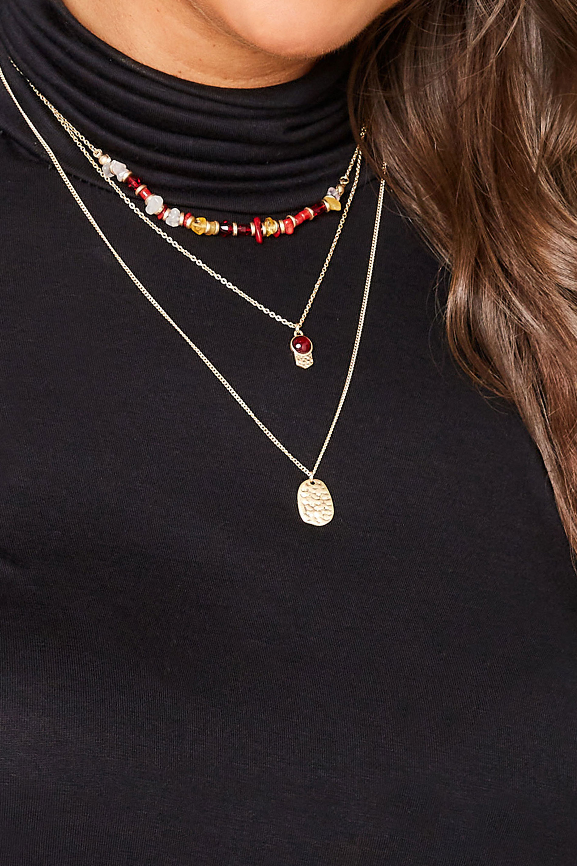 Yours Gold Triple Layer Beaded Necklace