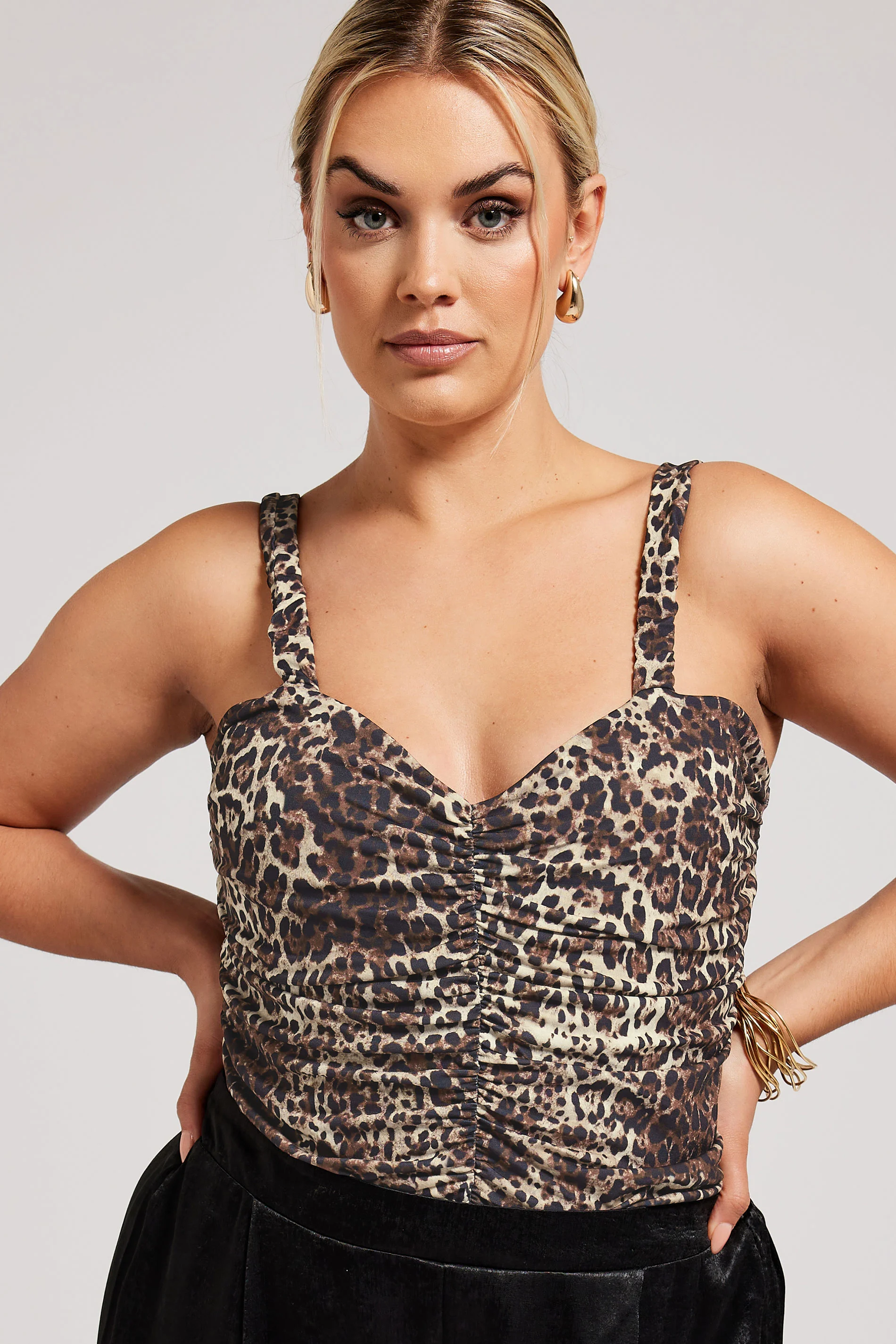 Yours London YOURS LONDON Curve Brown Leopard Print Ruched Bodysuit