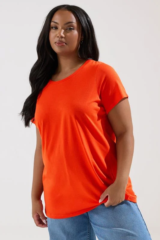 Yours YOURS Curve Bright Orange Core T-Shirt