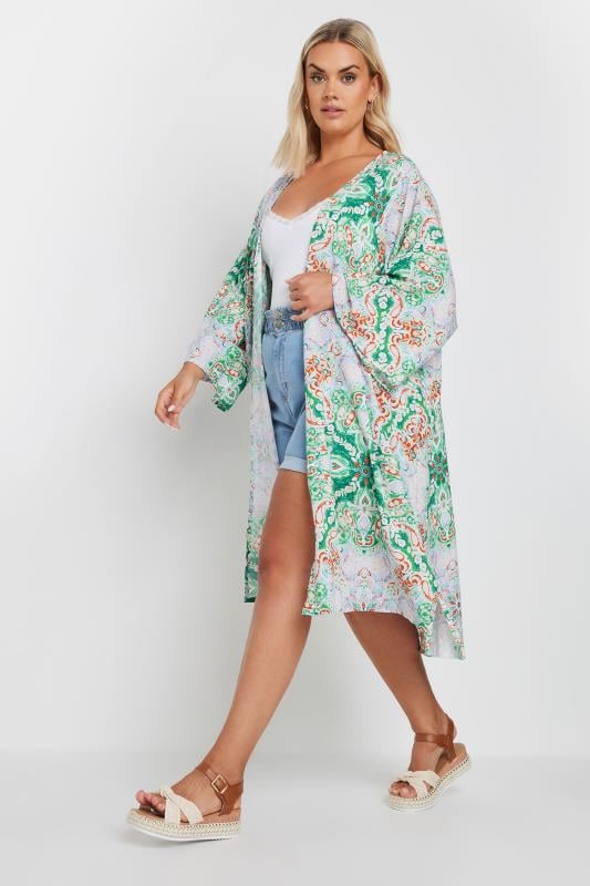 Yours YOURS Curve Green Paisley Print Kimono