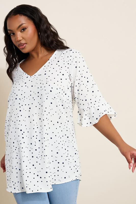 Yours YOURS Curve White Spot Print Swing Top