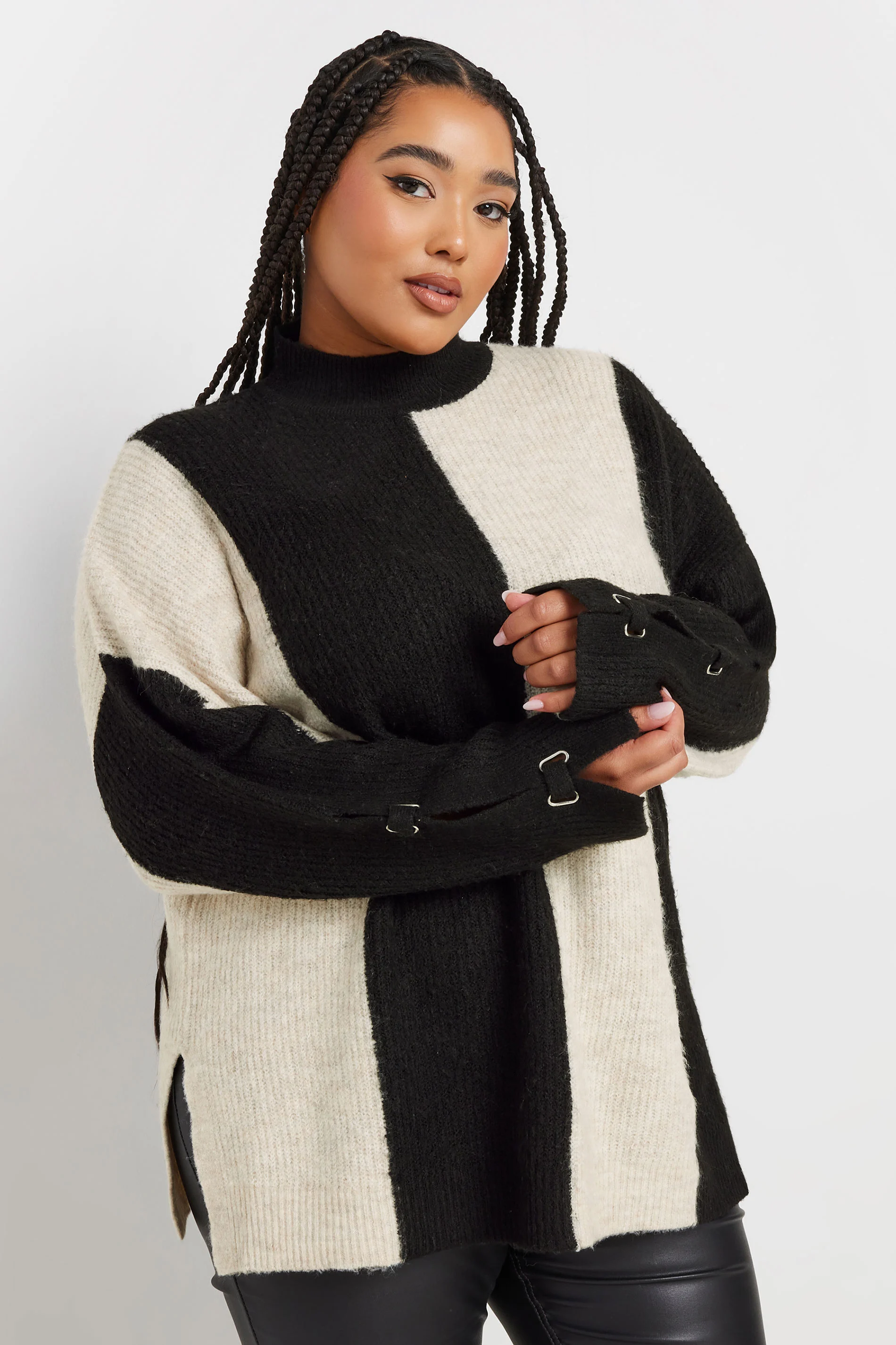 Yours YOURS Curve Black Vertical Stripe Knitted Jumper