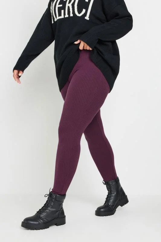 Yours YOURS Curve Burgundy Red High Waisted Leggings