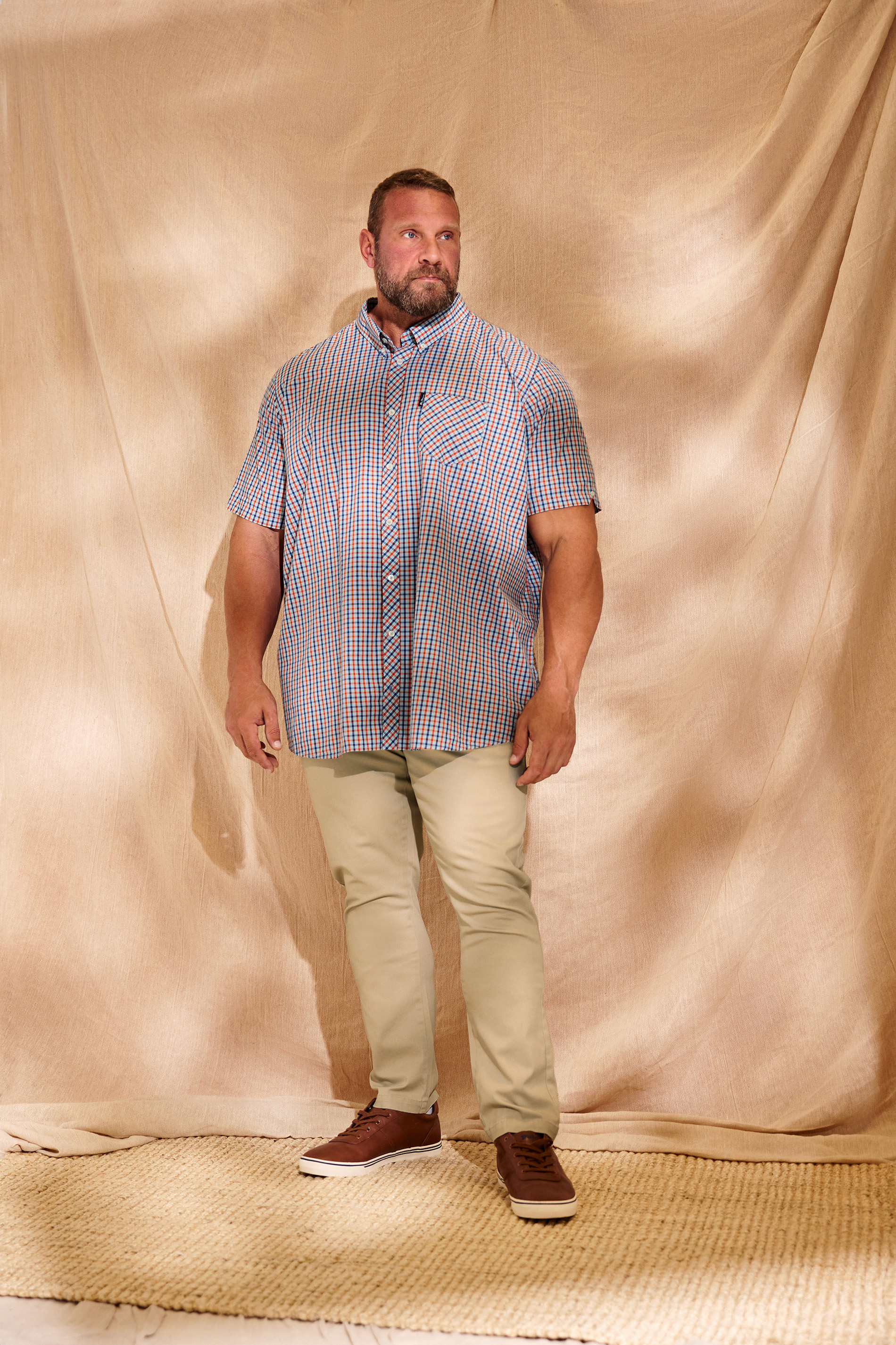 Ben Sherman BEN SHERMAN Big & Tall Blue Signature Gingham Check Short Sleeve Shirt
