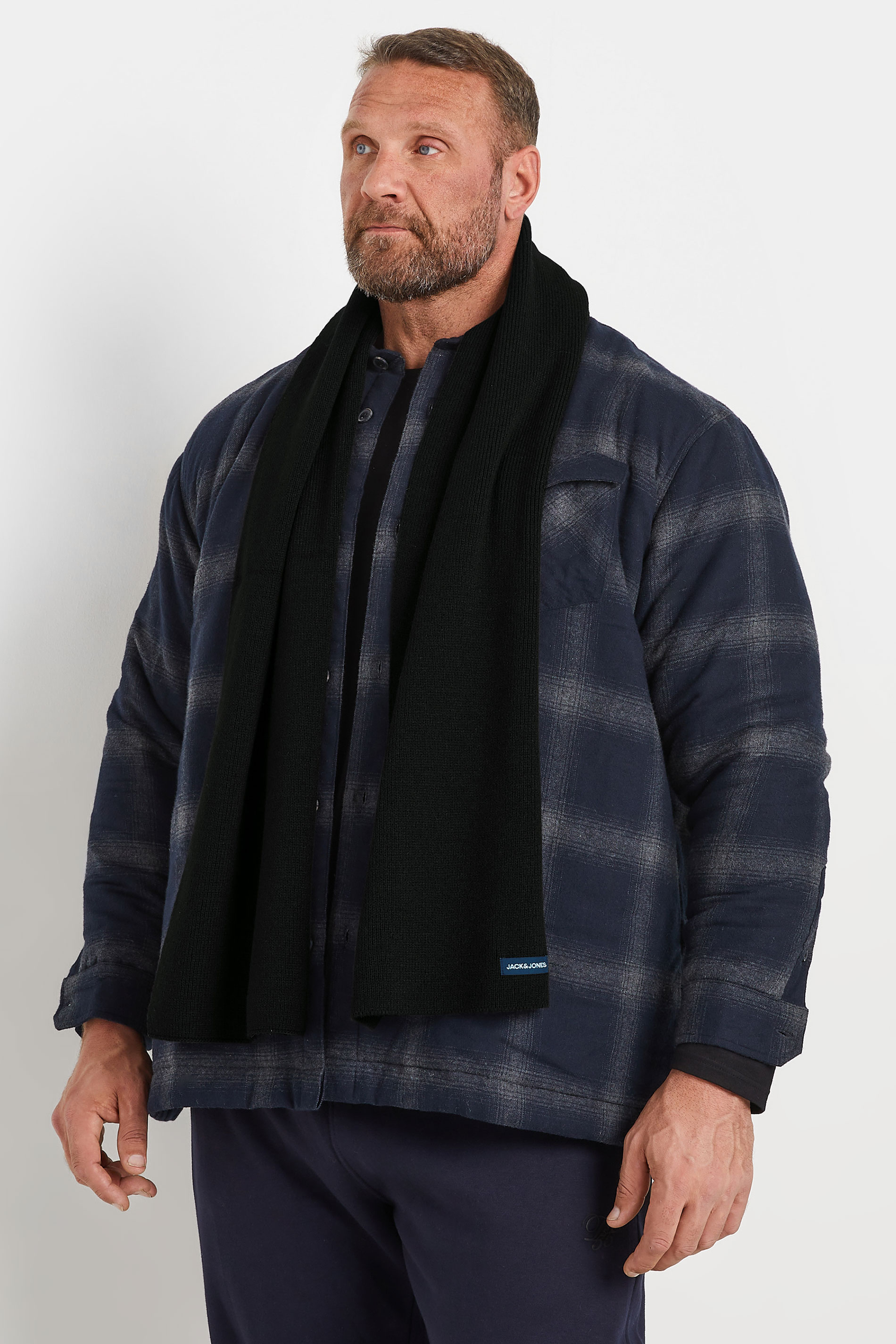 Jack & Jones JACK & JONES Big & Tall Black Knitted Scarf