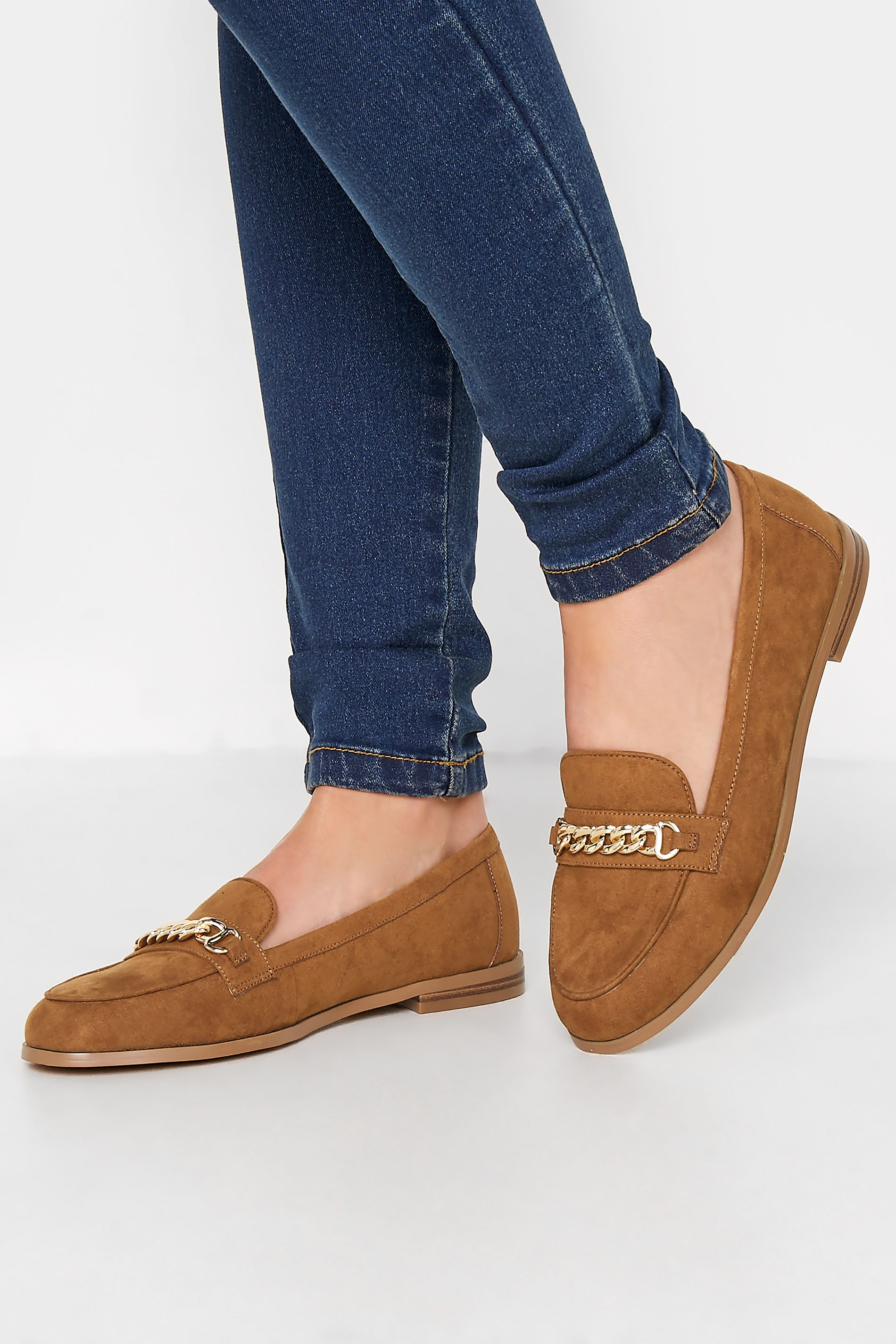 LTS LTS Tan Brown Chain Loafers In Standard Fit