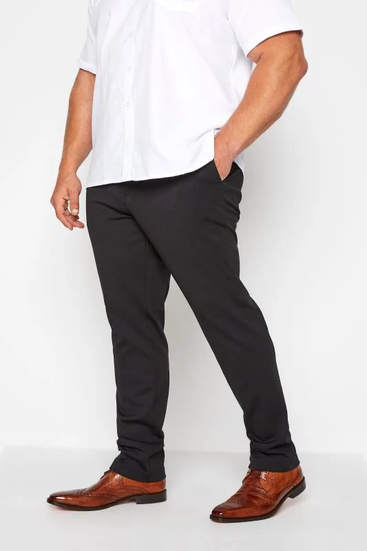 D555 D555 Big & Tall Black Stretch Trousers