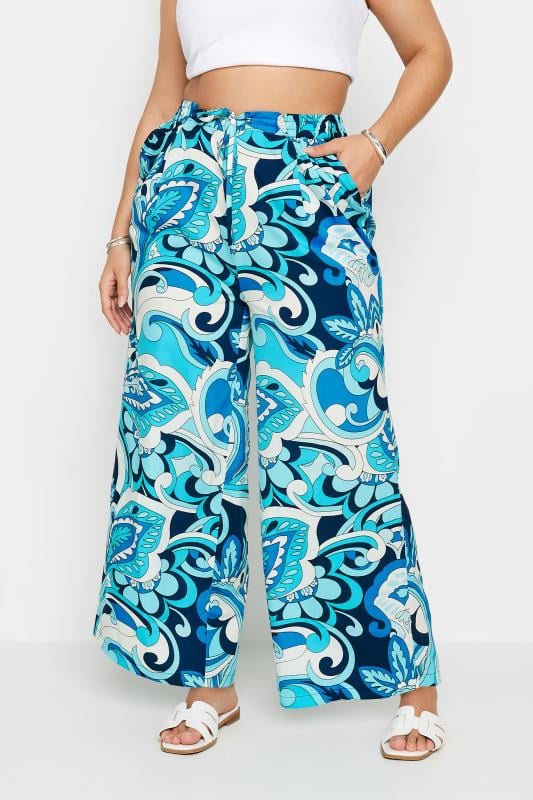 Yours YOURS Curve Blue Abstract Print Boyfriend Shirt